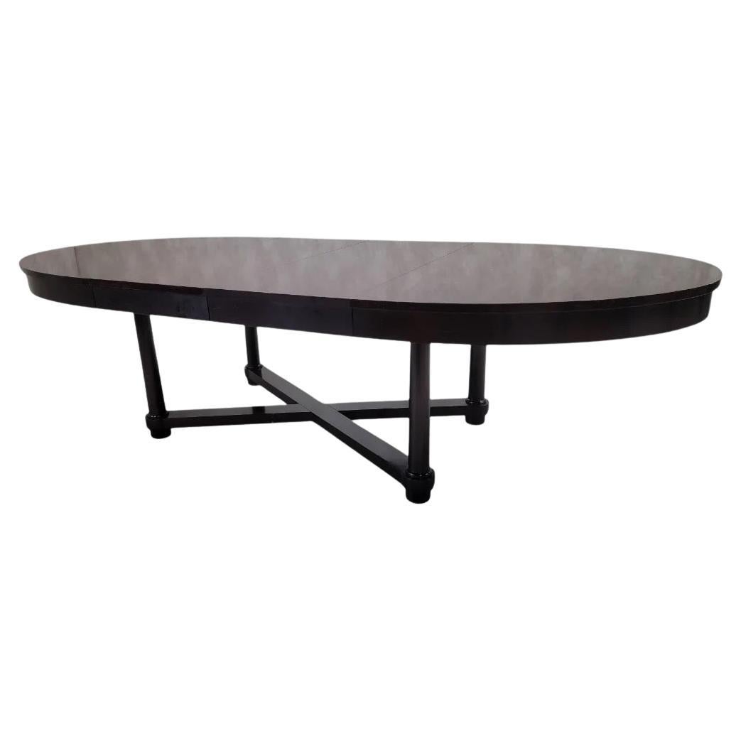 Vintage Art Deco Barbara Barry Oval Mahogany 2 Leaf Extension Dining Table
