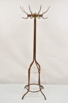 Vintage Art Deco Barbershop Brown Metal Rotating Coat Rack Tree after Koch's