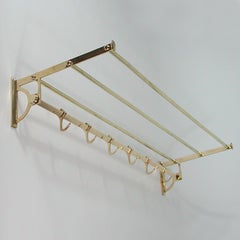 Vintage Art Deco Bauhaus Brass Coat and Hat Rack, Austria 1920s