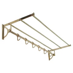 Antique Art Deco Bauhaus Brass Coat and Hat Rack, Austria 1920s