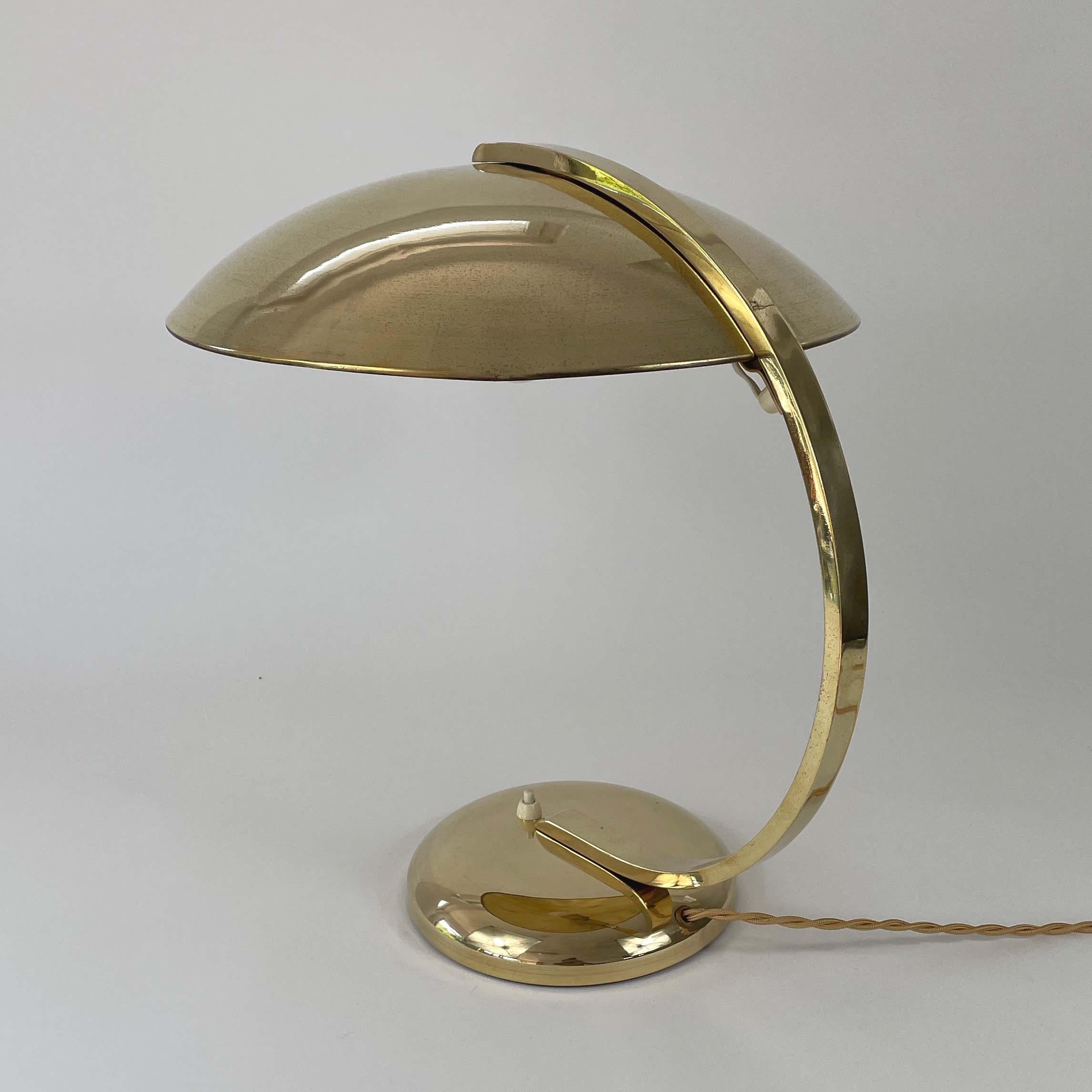 Vintage Art Deco Bauhaus Brass Hillebrand GLEIBO Desk Lamp, Germany 1930s In Fair Condition In NUEMBRECHT, NRW