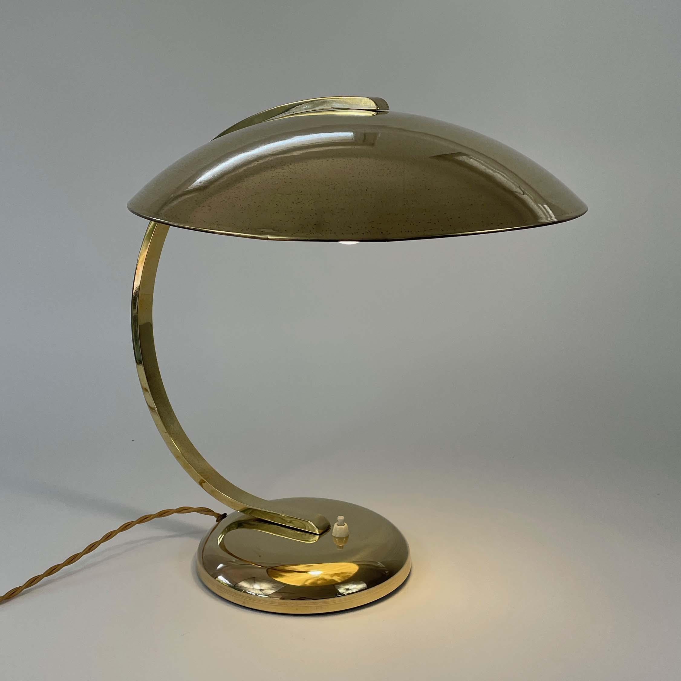 Mid-20th Century Vintage Art Deco Bauhaus Brass Hillebrand GLEIBO Desk Lamp, Germany 1930s