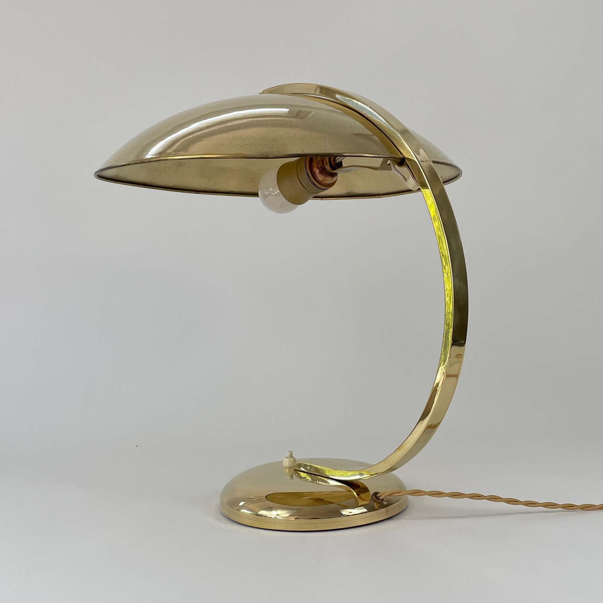 Vintage Art Deco Bauhaus Brass Hillebrand GLEIBO Desk Lamp, Germany 1930s 1
