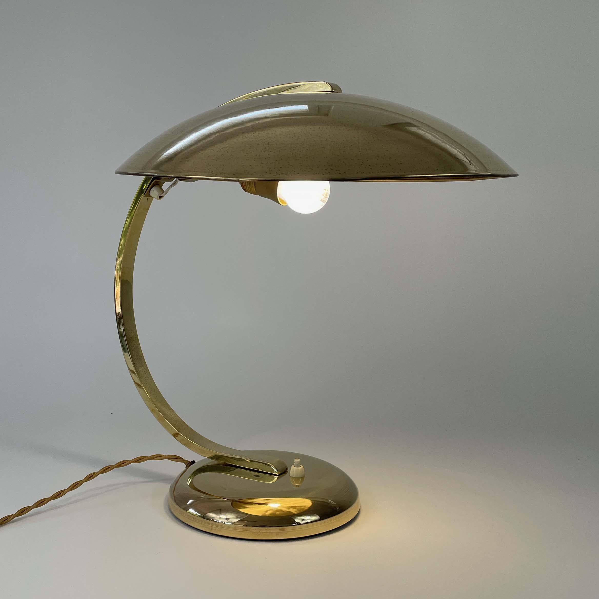 Vintage Art Deco Bauhaus Brass Hillebrand GLEIBO Desk Lamp, Germany 1930s 2