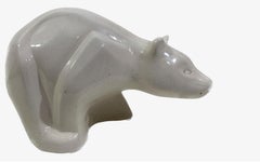 Art Deco Bear Sculpture by Debrieu, Enameled Ceramic, Circa 1930s