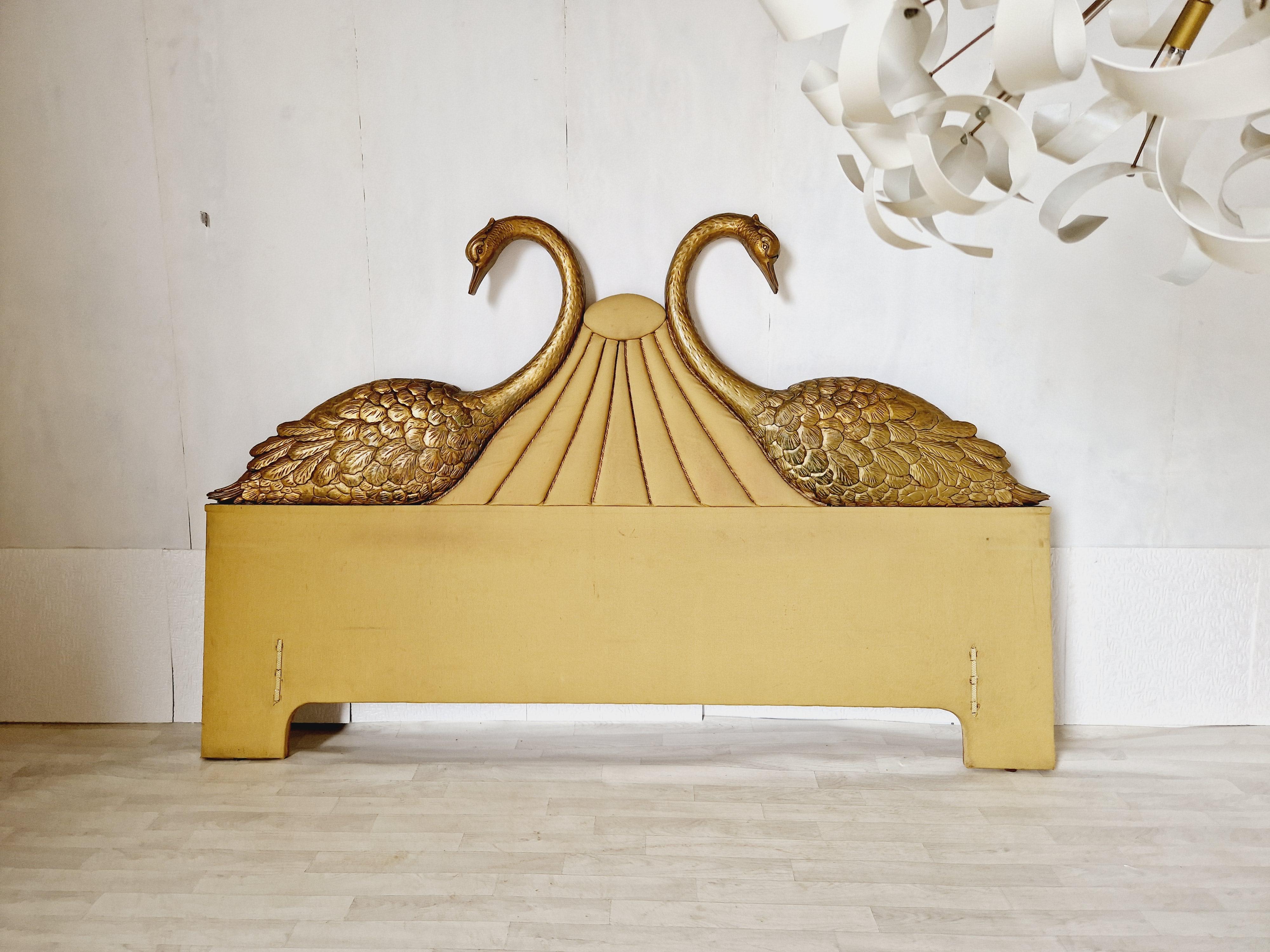 Vintage Art Deco Bed  Swan Headboard US KING SIZE For Sale 6