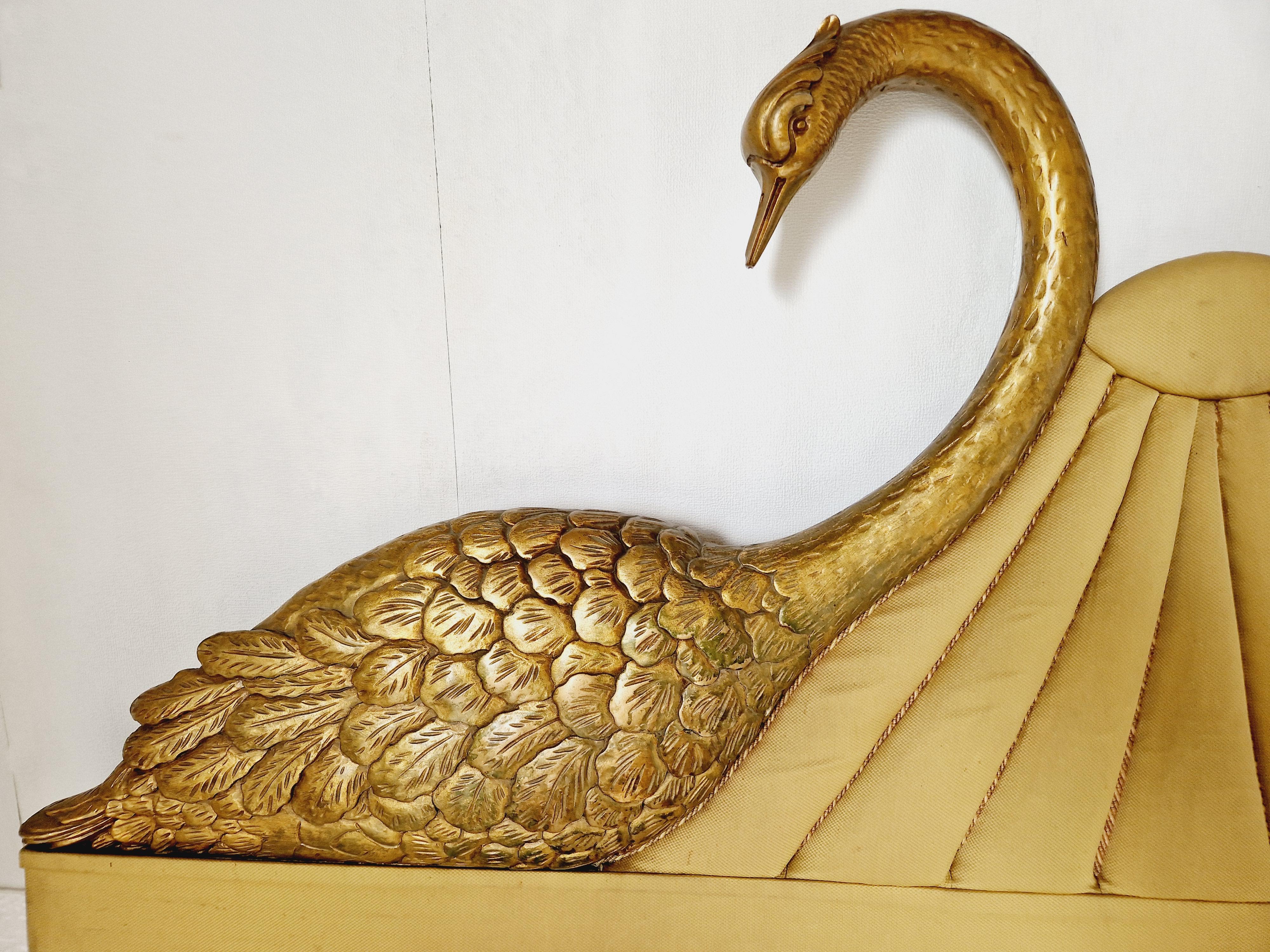Italian Vintage Art Deco Bed  Swan Headboard US KING SIZE For Sale