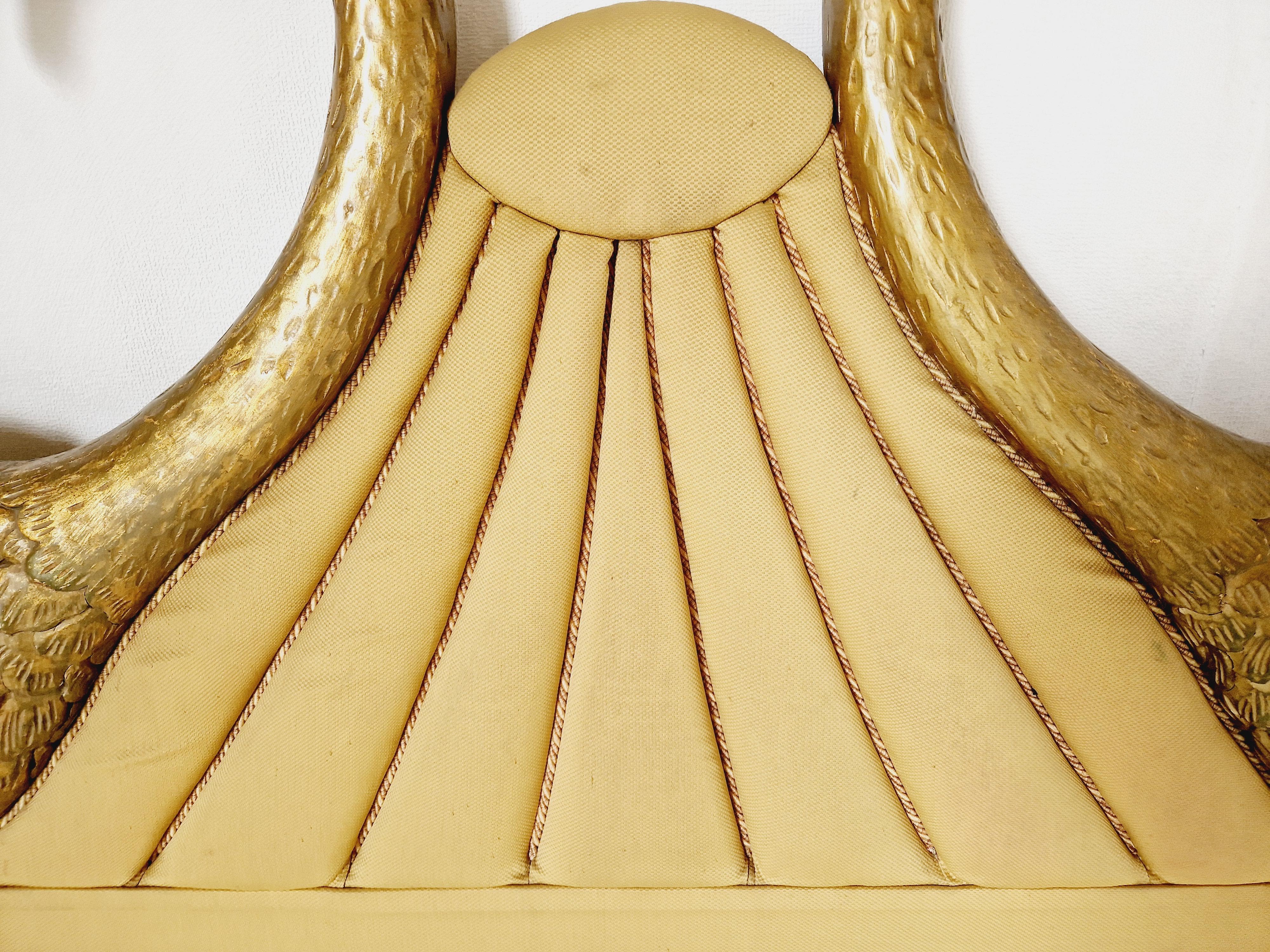 Wood Vintage Art Deco Bed  Swan Headboard US KING SIZE For Sale