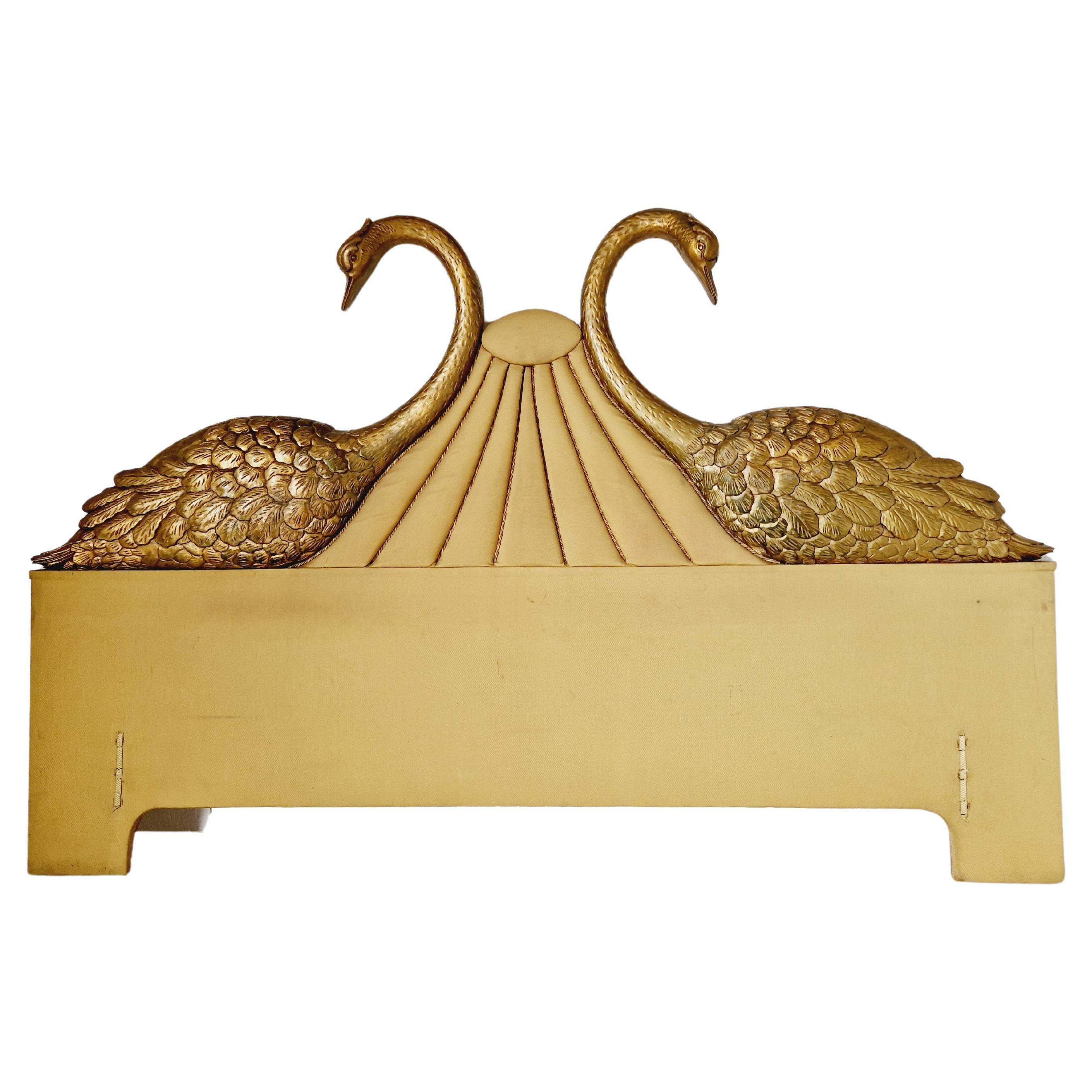Vintage Art Deco Bed  Swan Headboard US KING SIZE For Sale