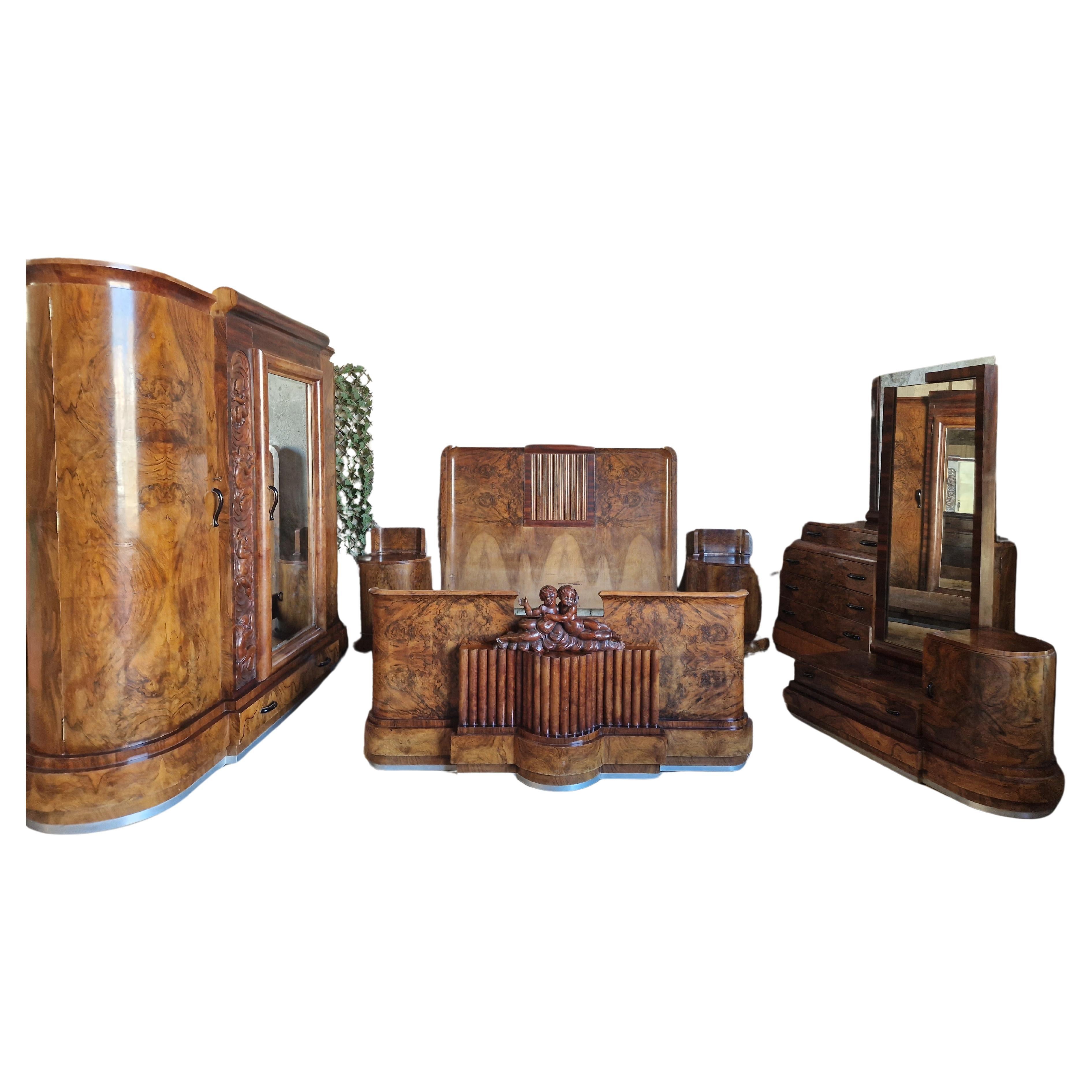 Art Deco Bedroom Set 6 Pieces By Fratelli Conte For Sale