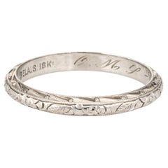 Alliance vintage Belais Art Déco en or blanc 18 carats vintage