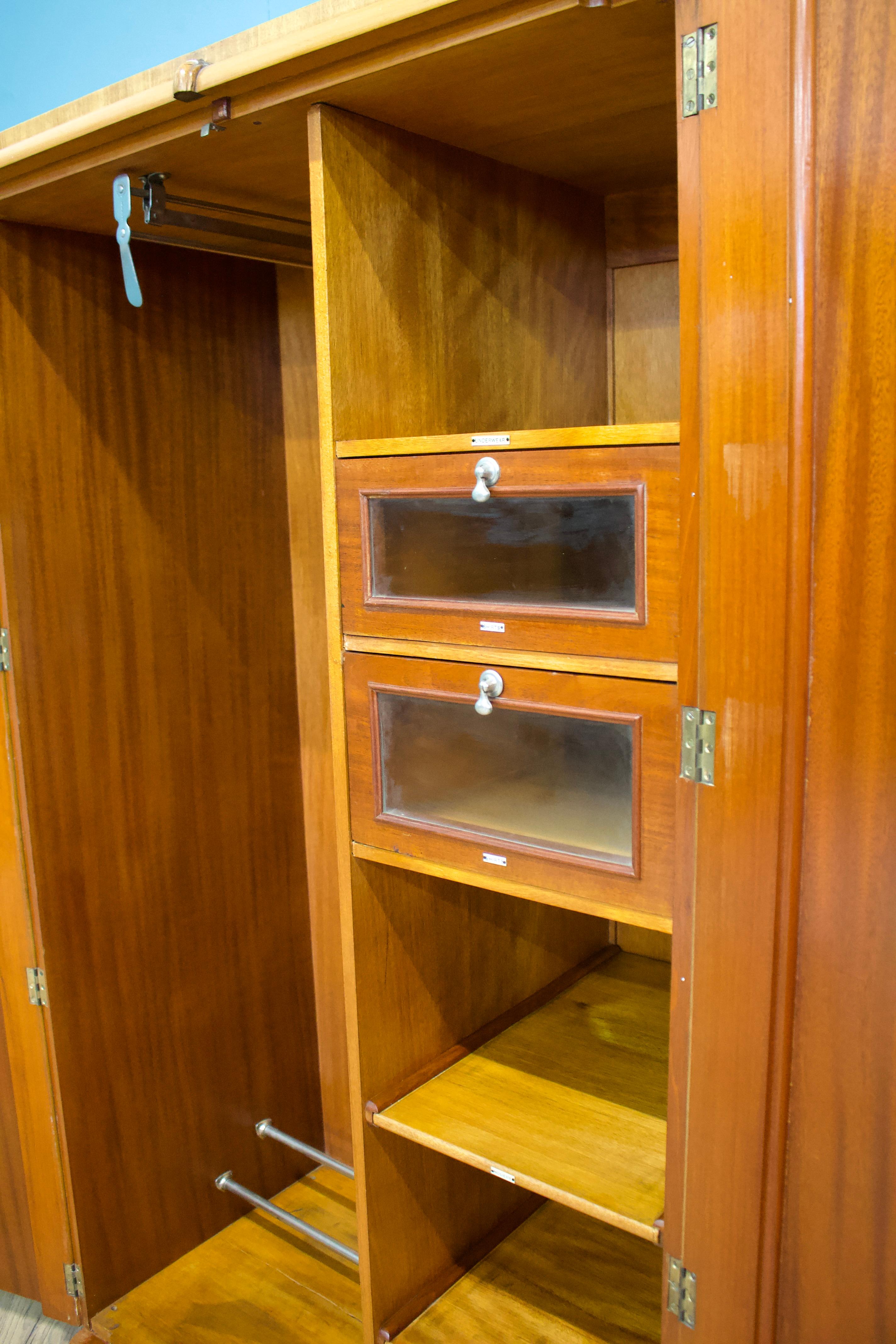 Vintage Art Deco Birch & Walnut Compactum Compact Wardrobe, 1930s im Angebot 1
