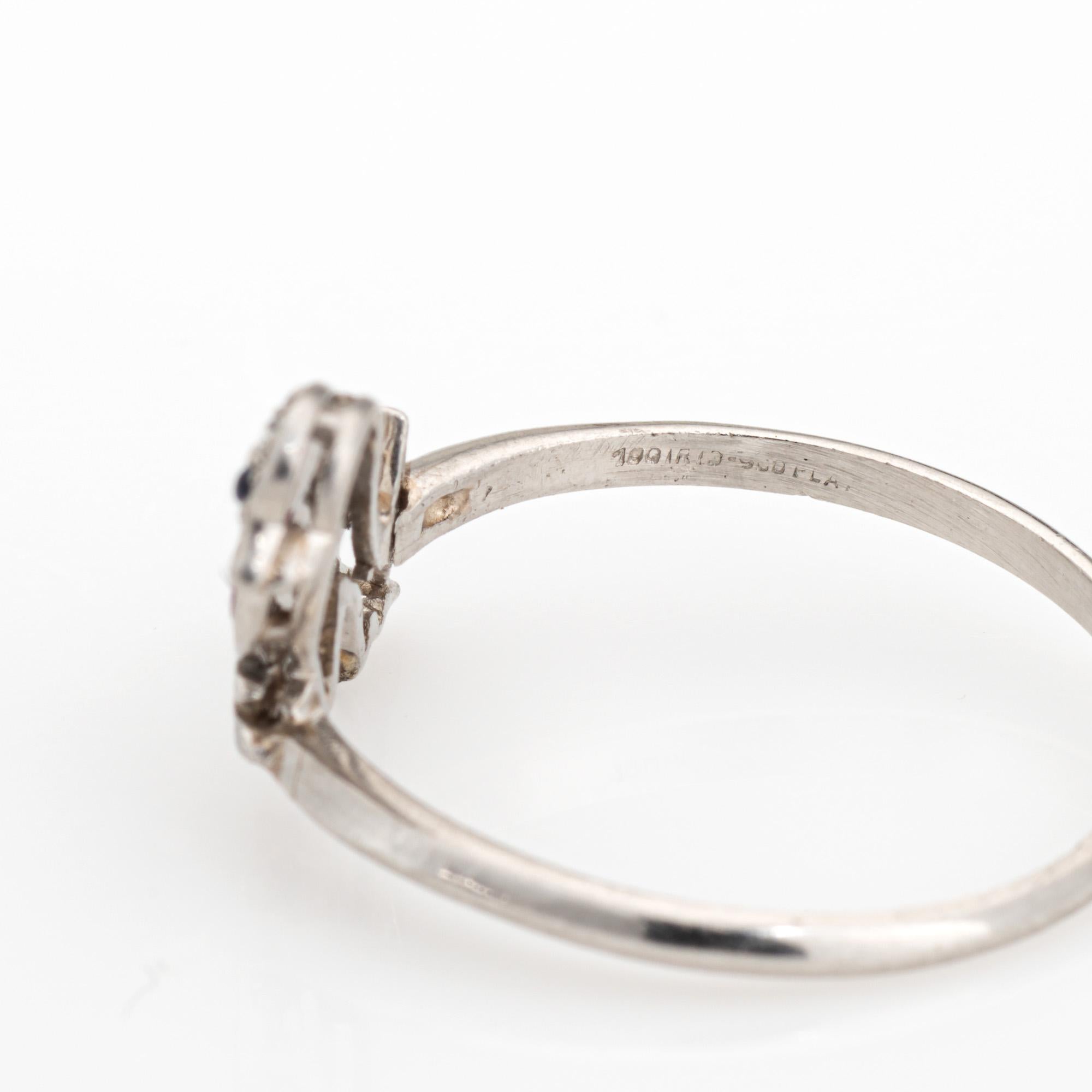 Vintage Art Deco Bird Ring Conversion Platinum Sz 8.75 Diamond Sapphire Ruby For Sale 2