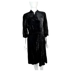 Vintage Art Deco black velvet dress, c1930s 