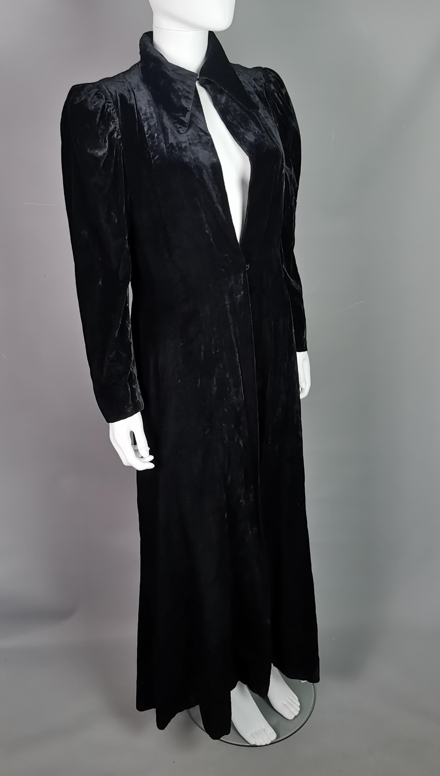 Black Vintage Art Deco black velvet opera coat, jacket 