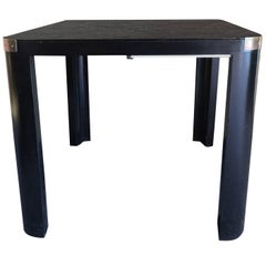 Vintage Art Deco Black Wood Glass Black Coffee Table, 1940, Italy