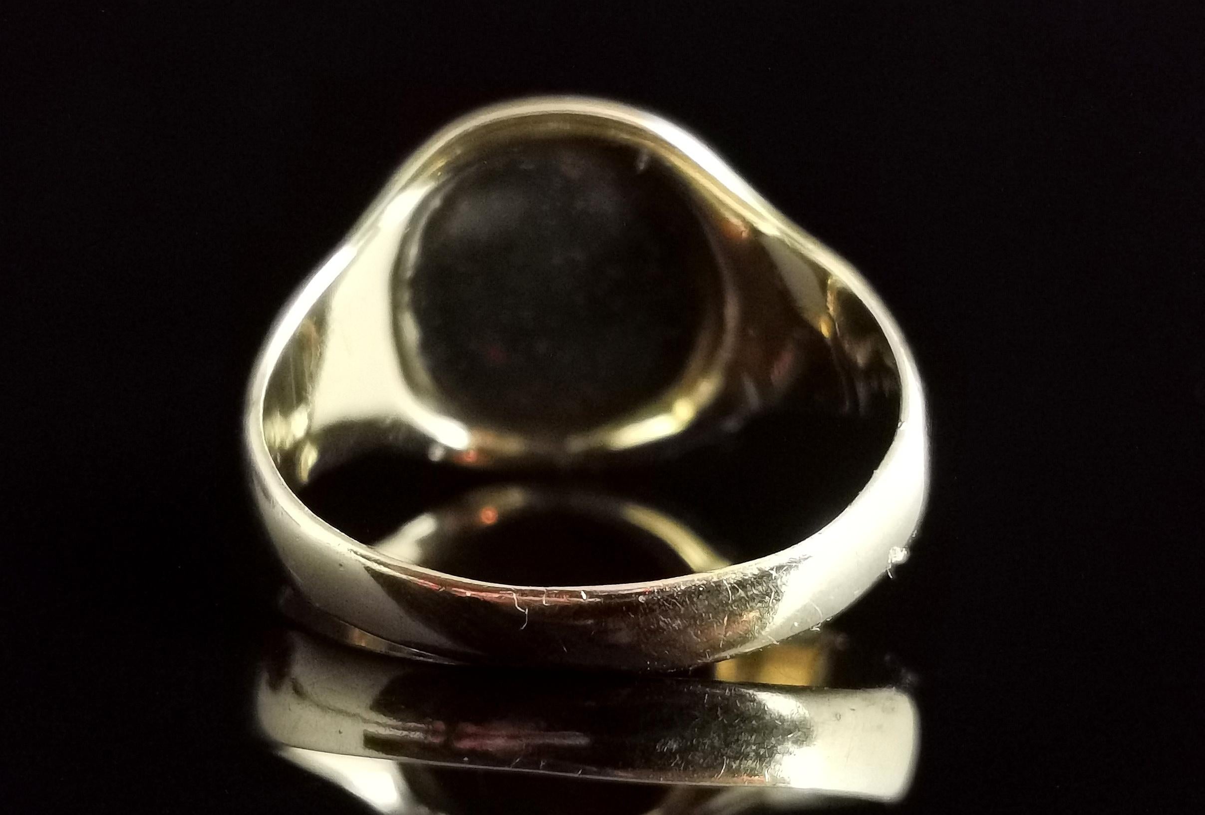 Vintage Art Deco Bloodstone signet ring, 9k yellow gold 1