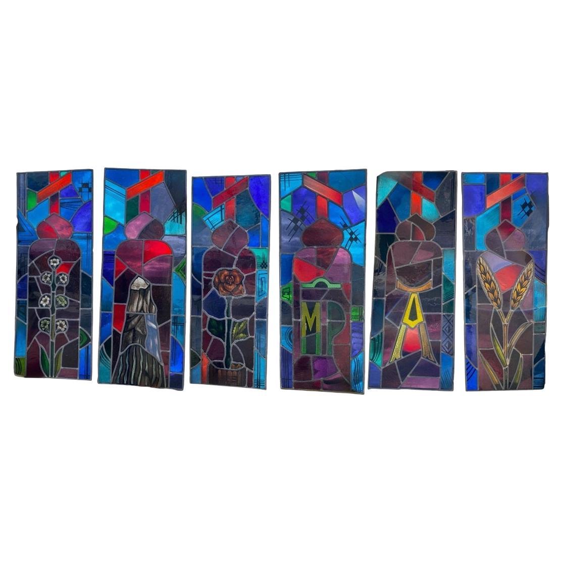 What is a stained glass window in a church?