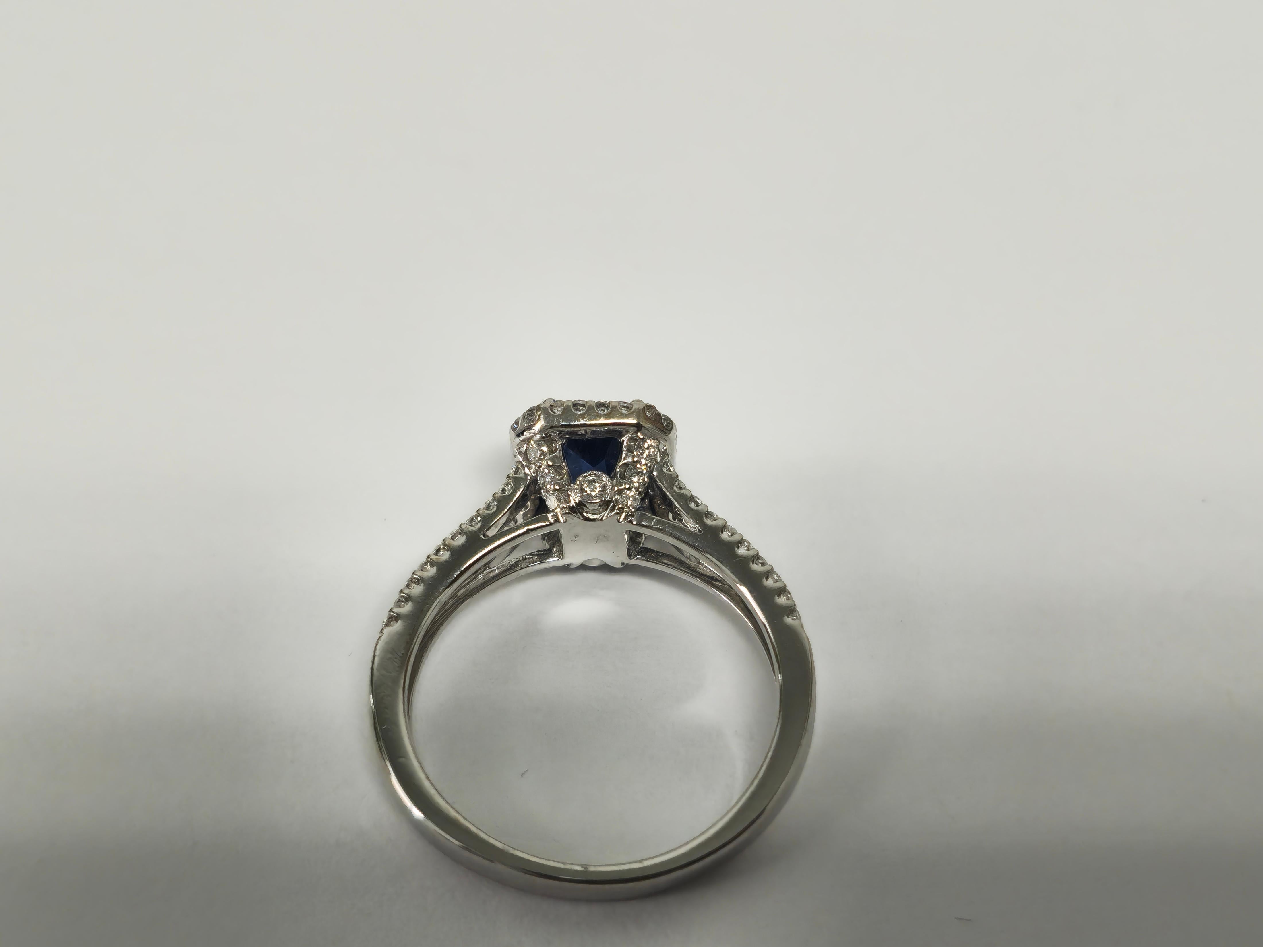 Vintage-Ring mit blauem Saphir und Diamant im Art déco-Stil für sie Damen im Angebot