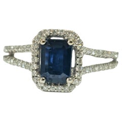 Vintage-Ring mit blauem Saphir und Diamant im Art déco-Stil für sie