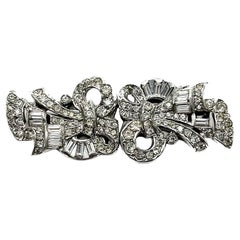 Vintage Art Deco Bow Double Dress Clip 1940s