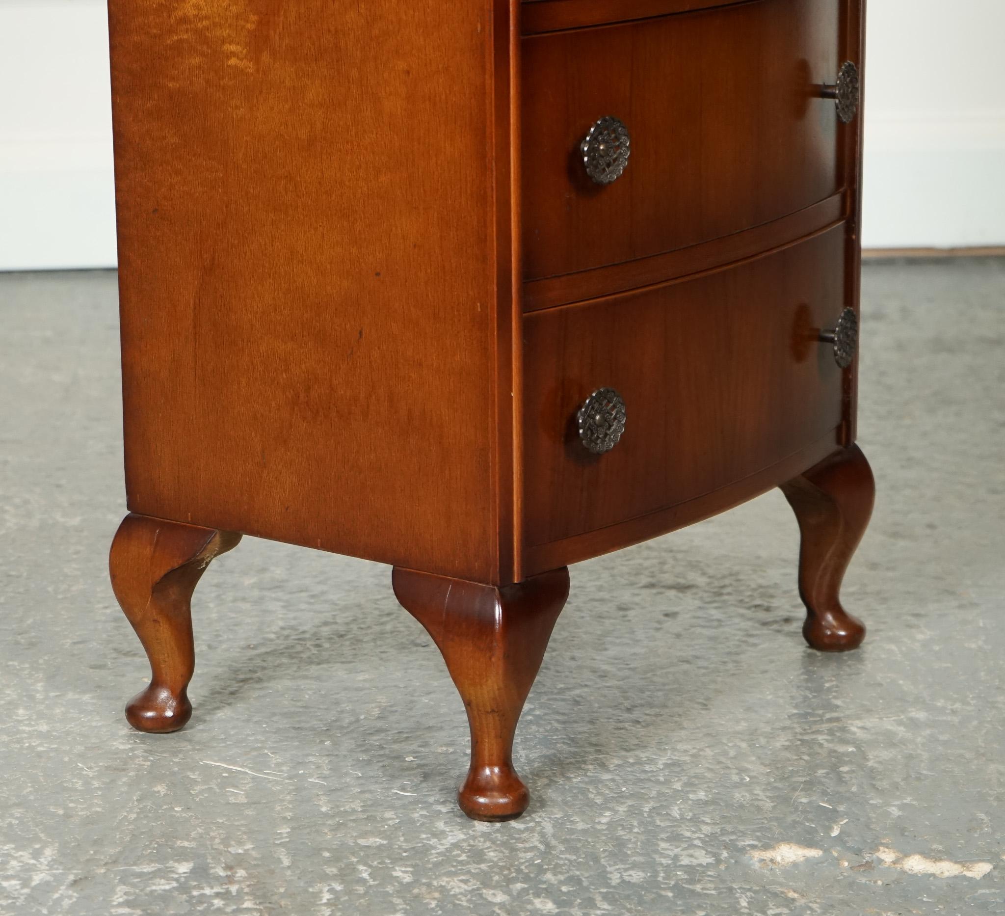 Hardwood ViNTAGE ART DECO BOW FRONTED MAHOGANY TALL BOY CHEST F DRAWERS QUEEN ANN LEGS J1