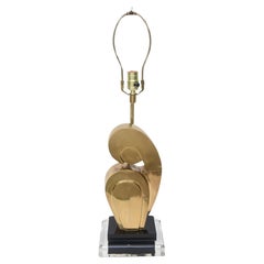 Lampe de table ou de bureau Vintage Art of Vintage Brancusi Style Brass, Black and Clear Lucite Table or Desk Lamp