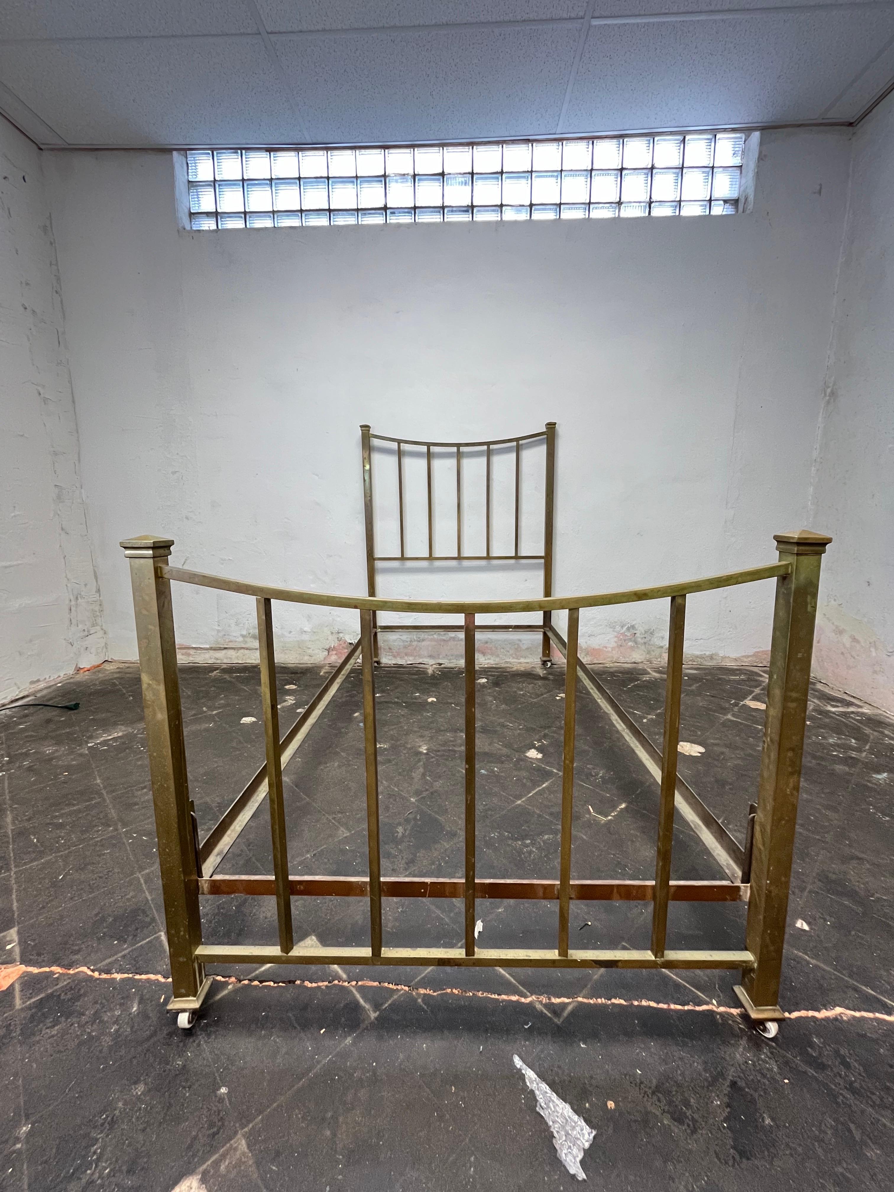 Vintage Art Deco Brass Bed Double In Good Condition In W Allenhurst, NJ