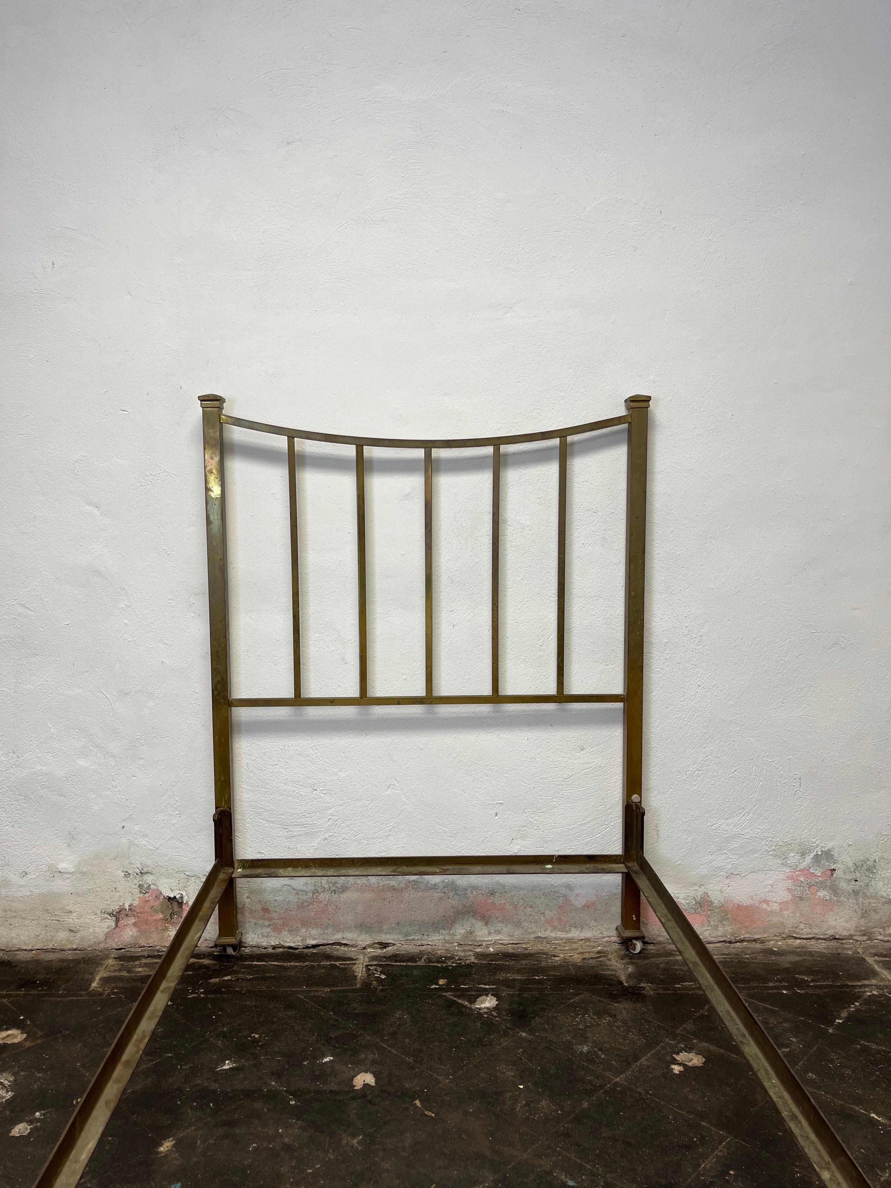 20th Century Vintage Art Deco Brass Bed Double