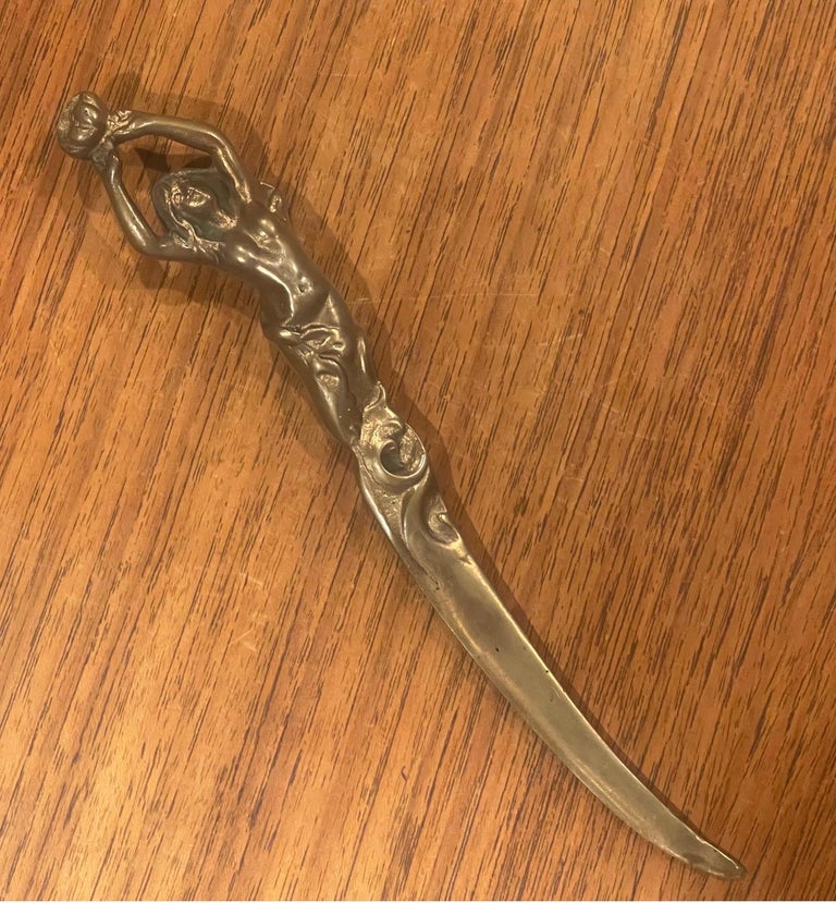 Vintage Art Deco Brass Letter Opener For Sale at 1stDibs
