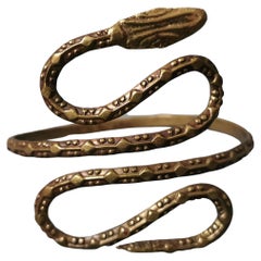 Vintage Art Deco brass snake arm cuff bangle, bracelet
