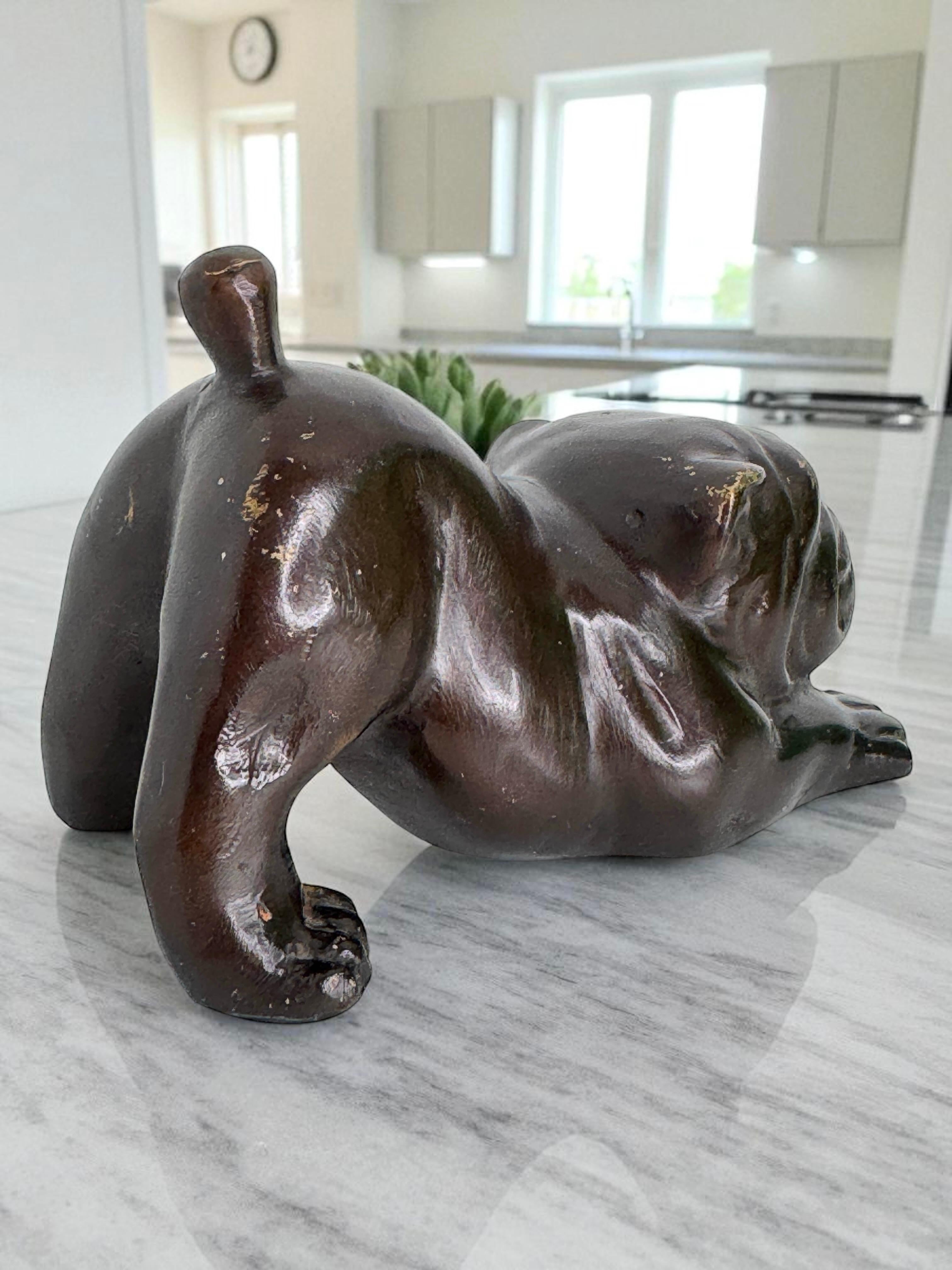 Vintage Art Deco Bronze Bulldog Figurine Frenchie Statue Paperweight, Germania in vendita 3