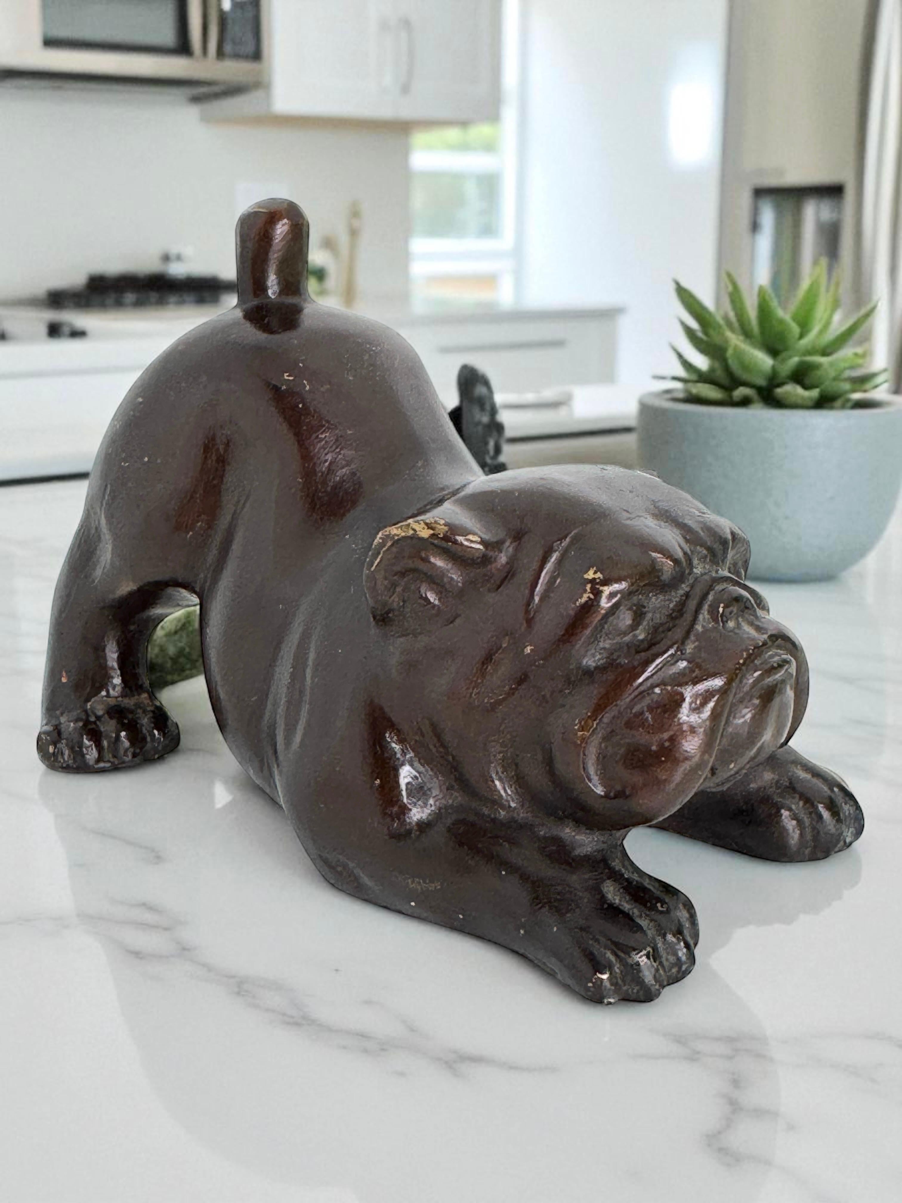 Vintage Art Deco Bronze Bulldog Figurine Frenchie Statue Paperweight, Germania in vendita 4