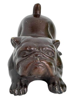 Vintage Art Deco Bronze Bulldog Figurine Frenchie Statue Paperweight, Germany