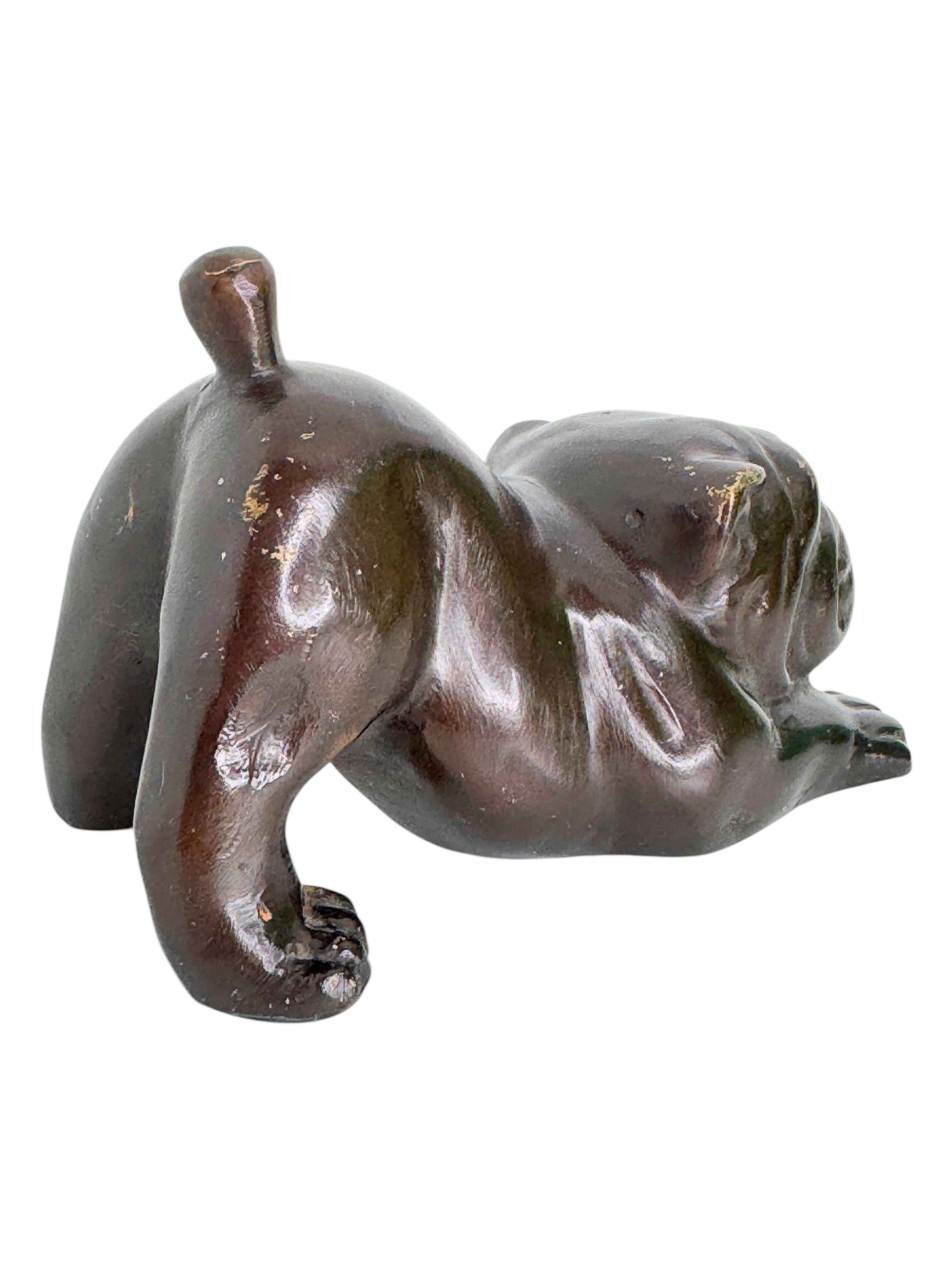 Austriaco Vintage Art Deco Bronze Bulldog Figurine Frenchie Statue Paperweight, Germania in vendita