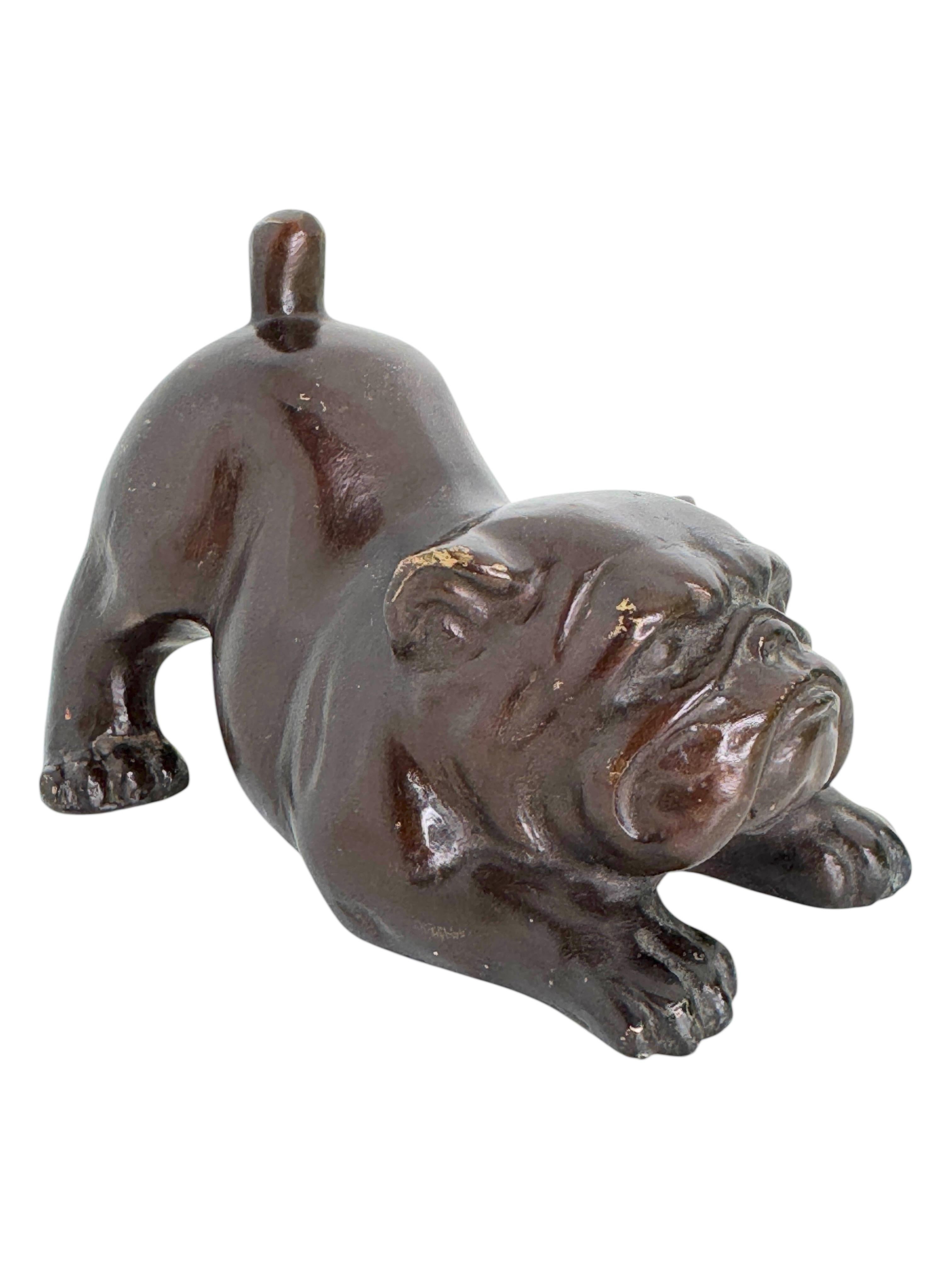 Vintage Art Deco Bronze Bulldog Figurine Frenchie Statue Paperweight, Germania In condizioni buone in vendita a Nuernberg, DE