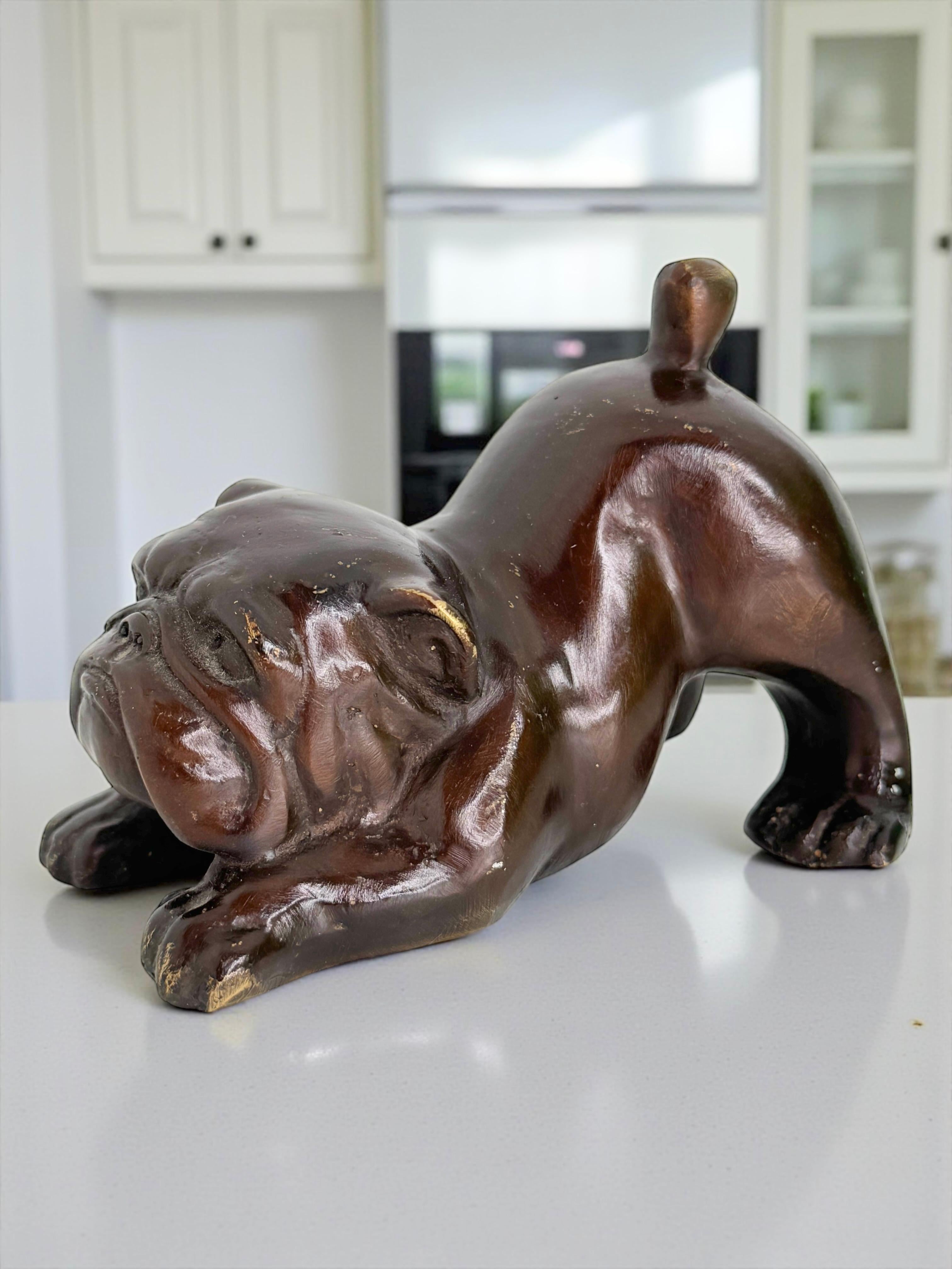 Bronzo Vintage Art Deco Bronze Bulldog Figurine Frenchie Statue Paperweight, Germania in vendita