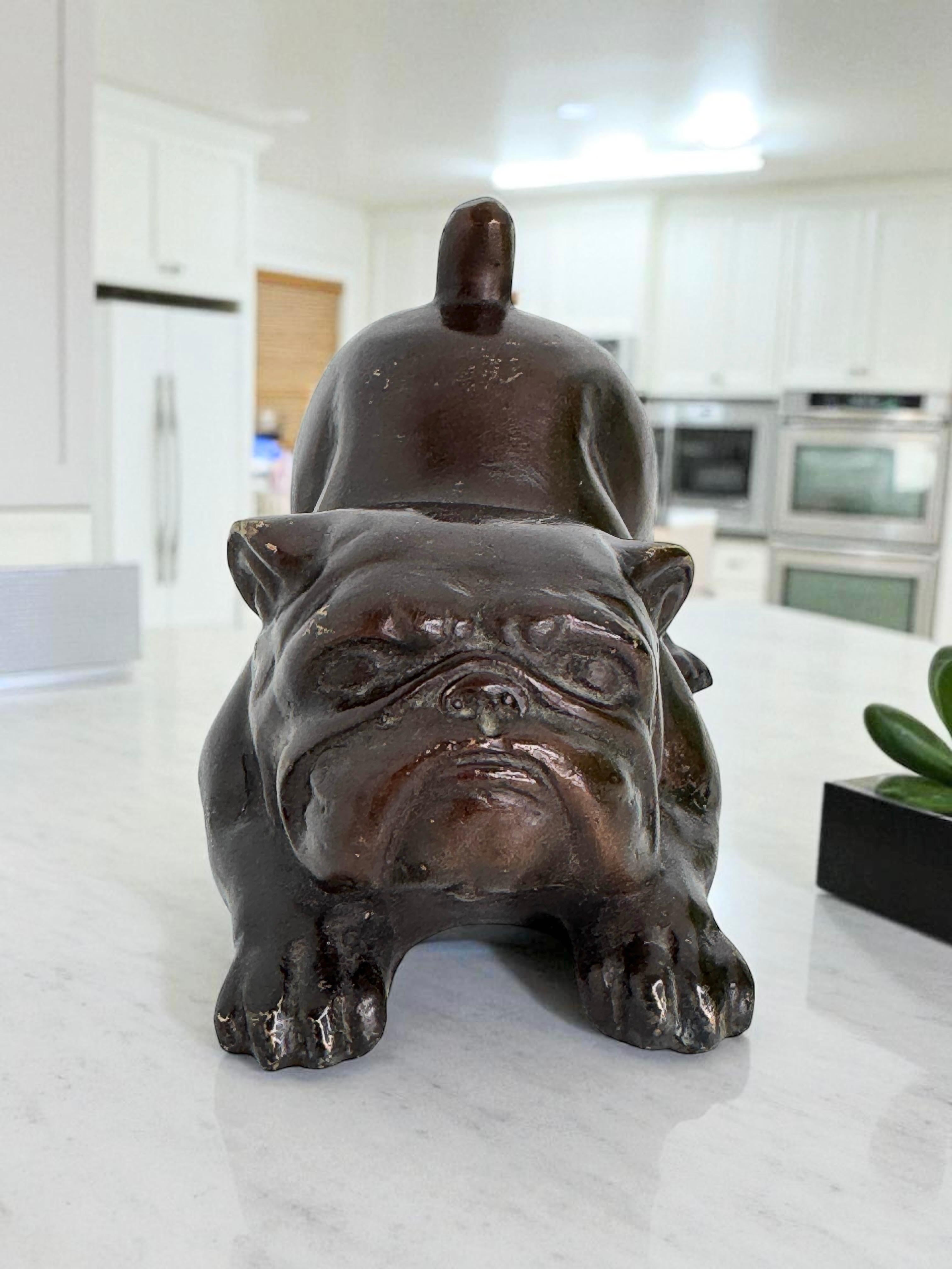 Vintage Art Deco Bronze Bulldog Figurine Frenchie Statue Paperweight, Germania in vendita 1