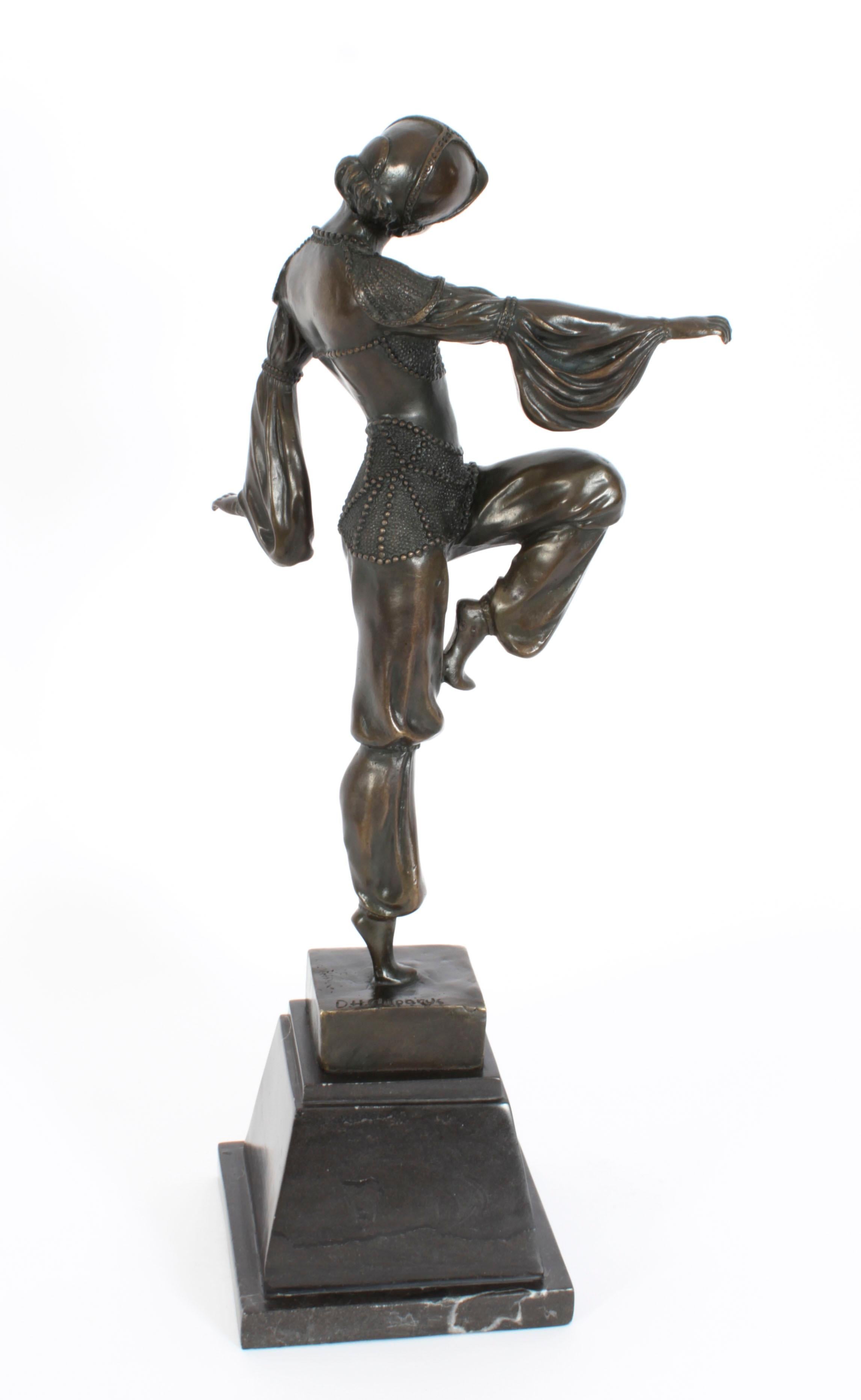 Vintage Art Deco Bronze Dancing Girl After Chiparus Mid 20th C For Sale 6