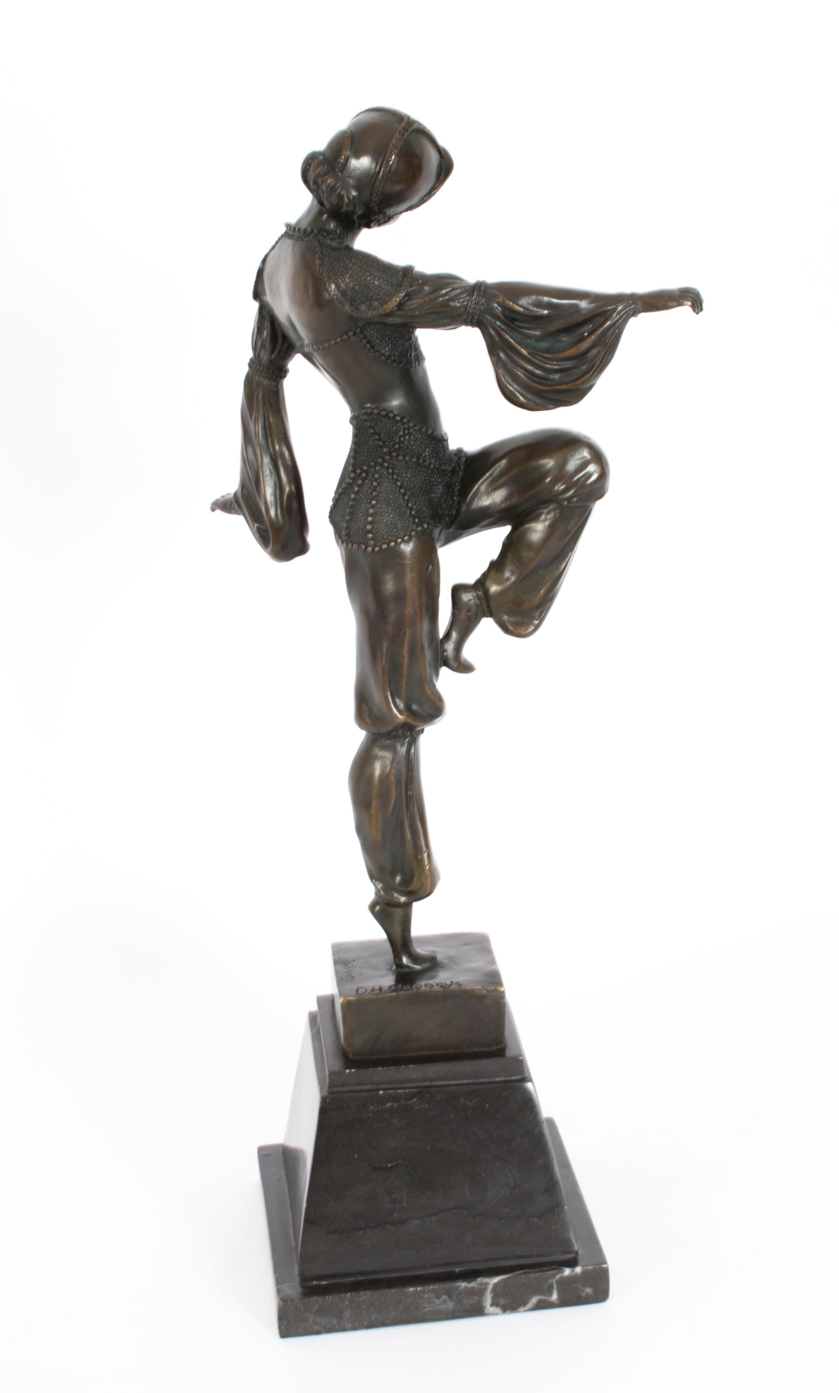 Vintage Art Deco Bronze Dancing Girl After Chiparus Mid 20th C For Sale 9