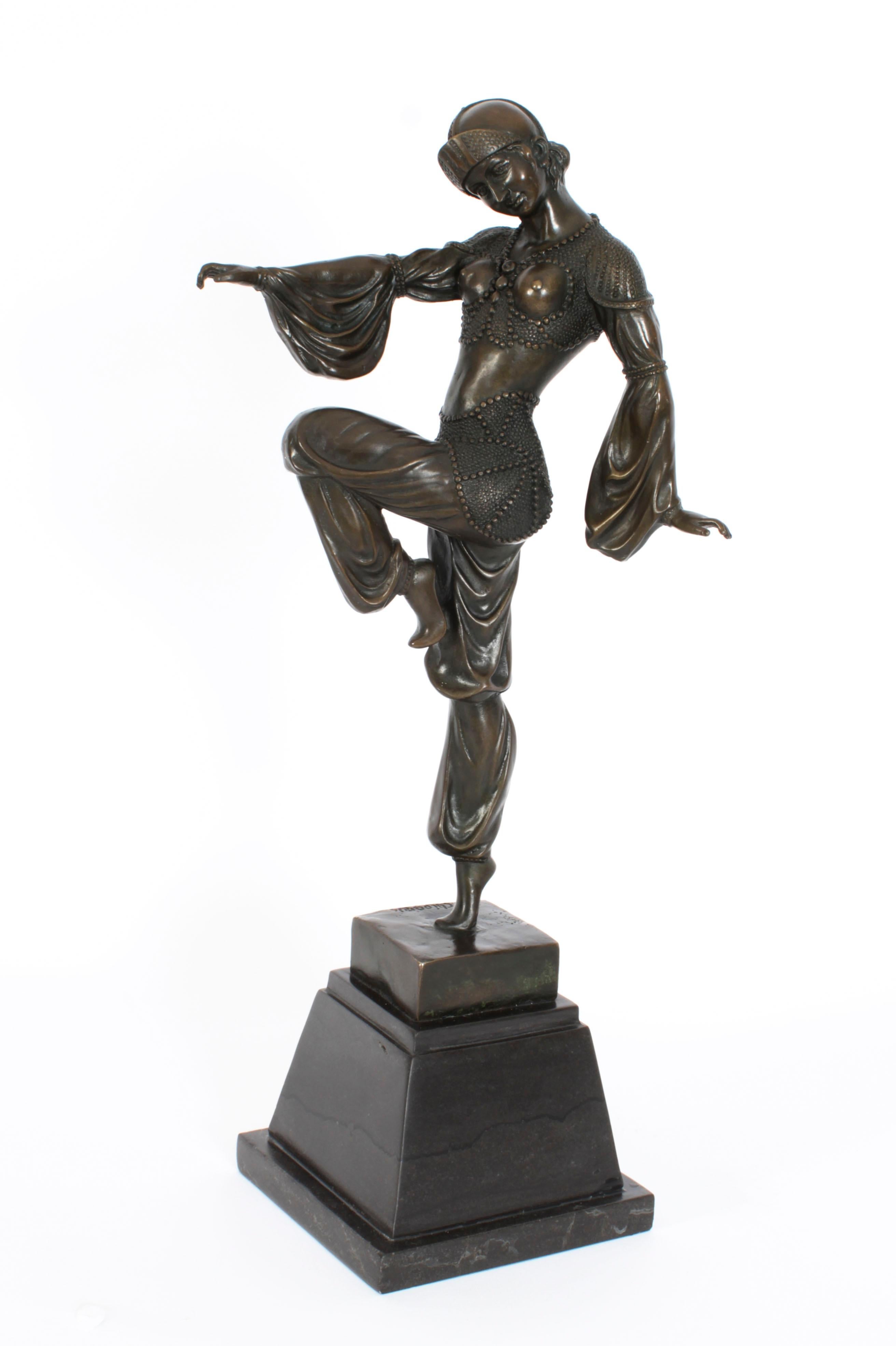 Vintage Art Deco Bronze Dancing Girl After Chiparus Mid 20th C For Sale 11