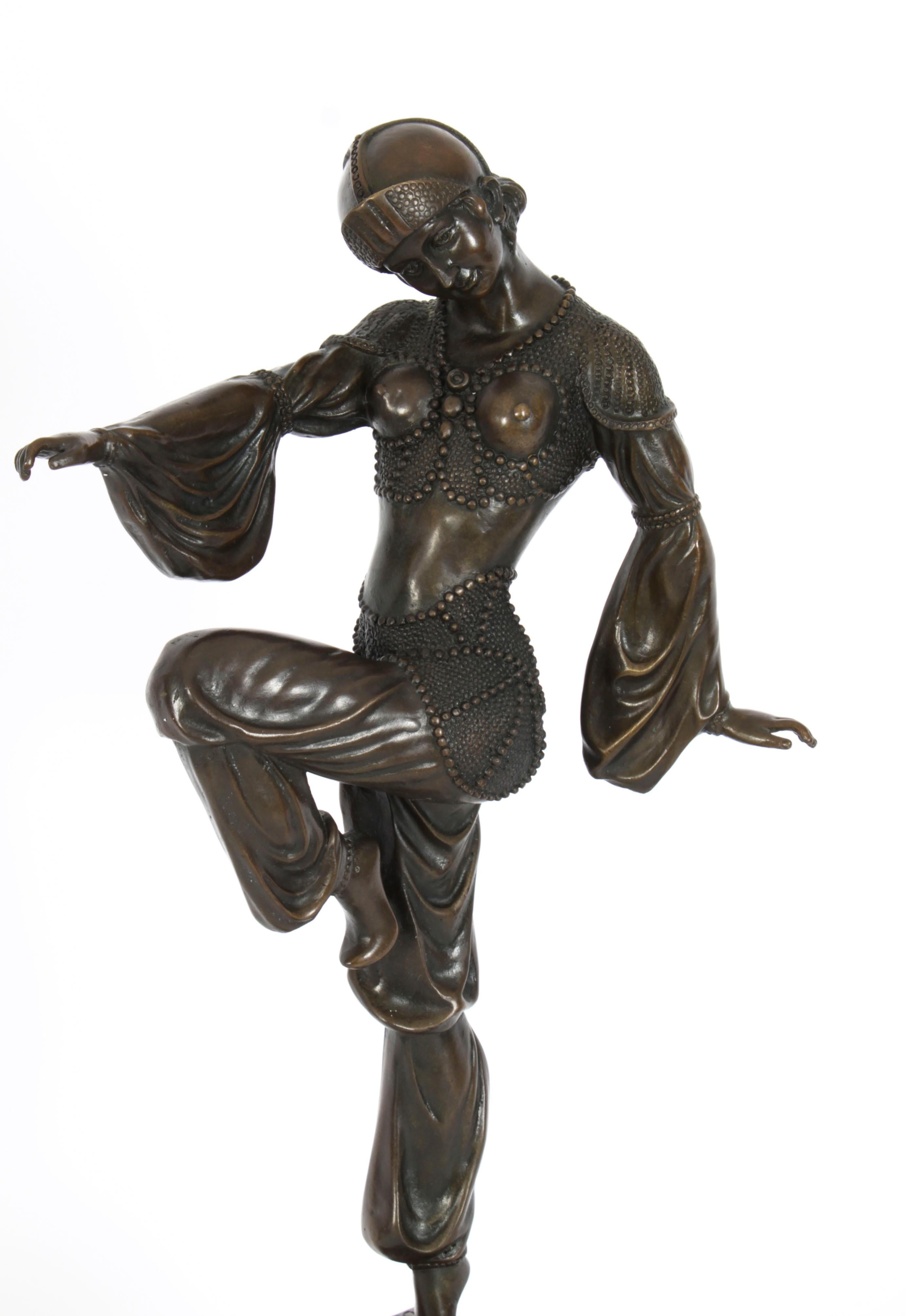 Vintage Art Deco Bronze Dancing Girl After Chiparus Mid 20th C In Good Condition For Sale In London, GB