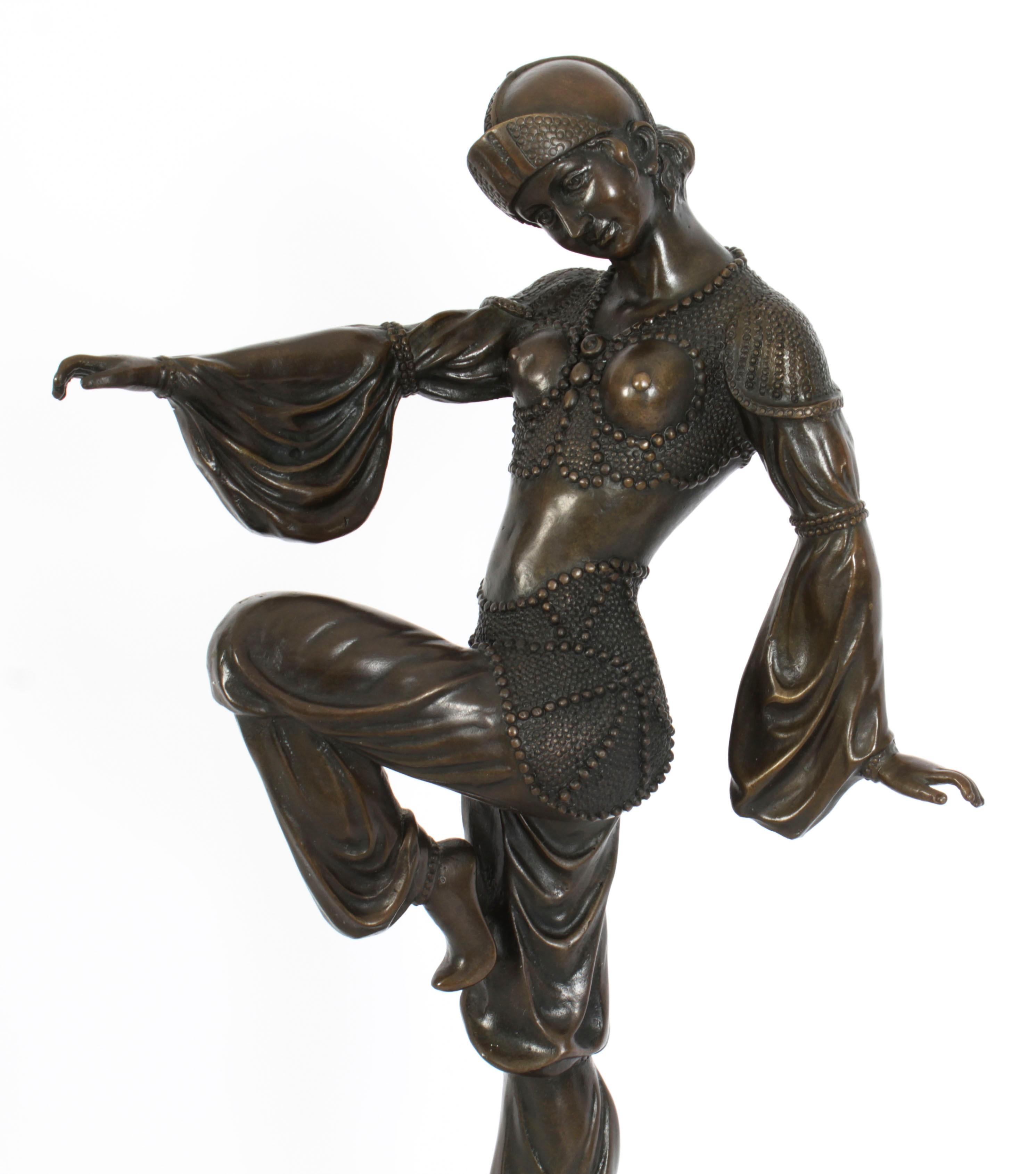 Mid-20th Century Vintage Art Deco Bronze Dancing Girl After Chiparus Mid 20th C For Sale