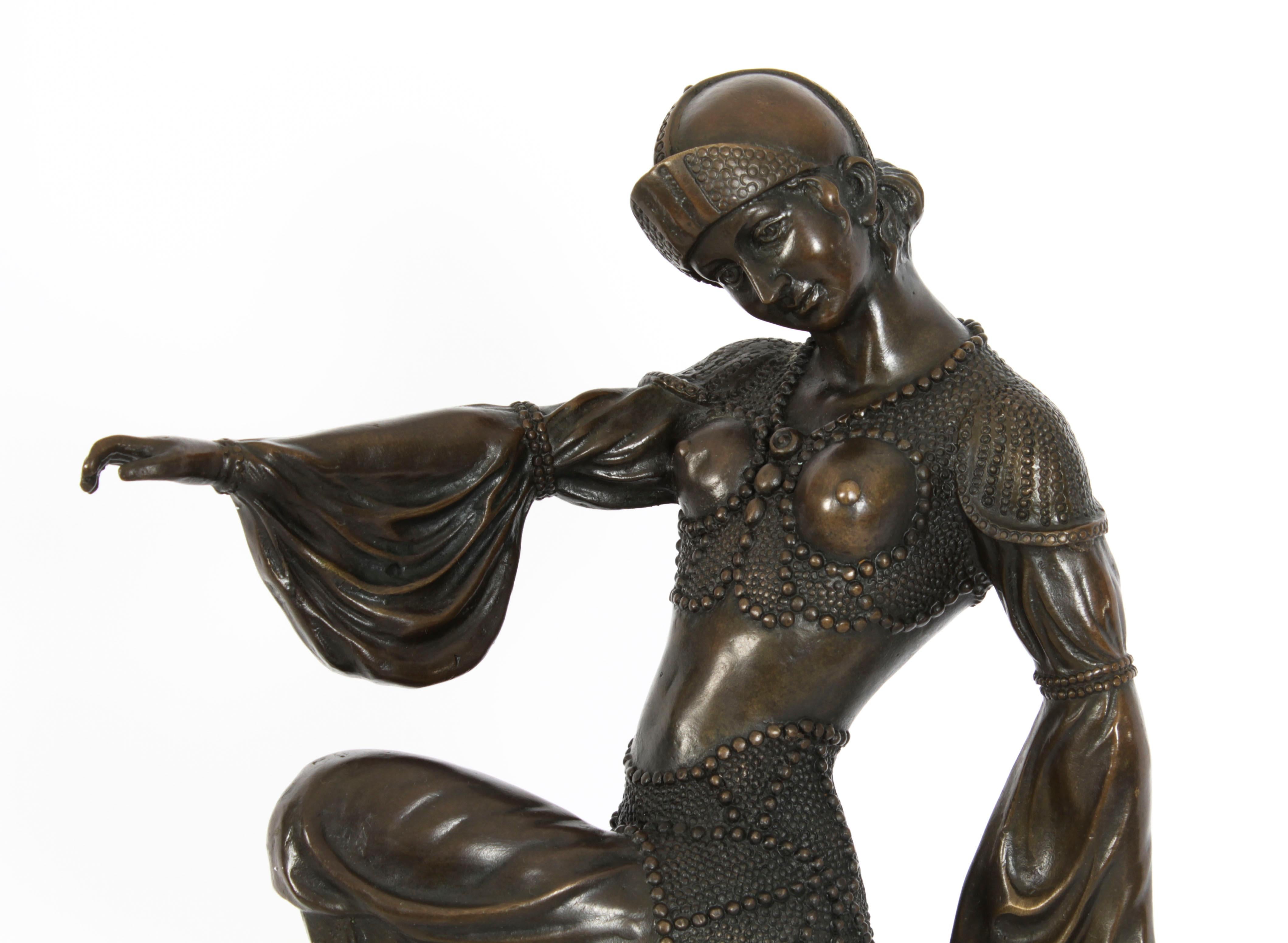 Vintage Art Deco Bronze Dancing Girl After Chiparus Mid 20th C For Sale 1