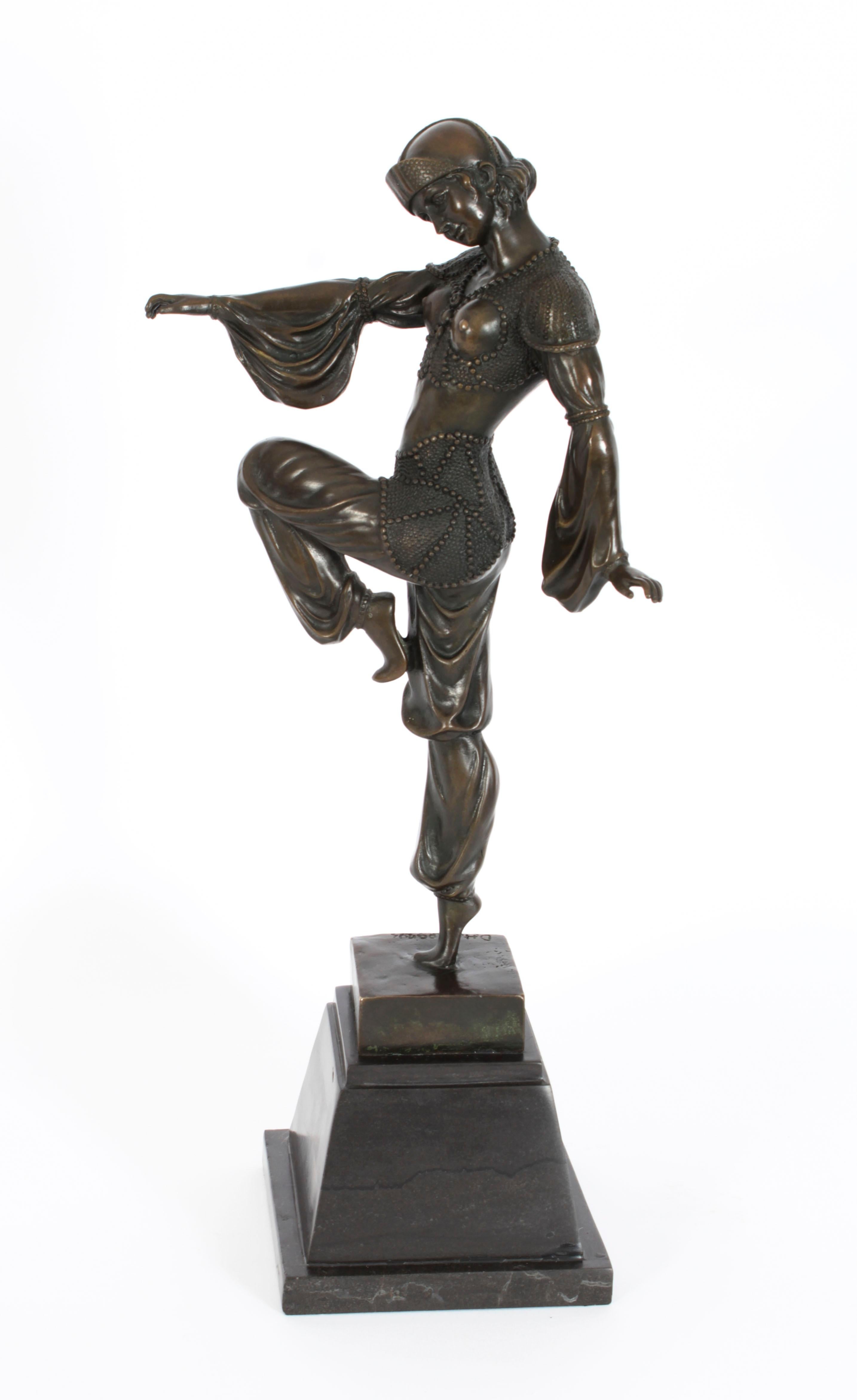 Vintage Art Deco Bronze Dancing Girl After Chiparus Mid 20th C For Sale 3