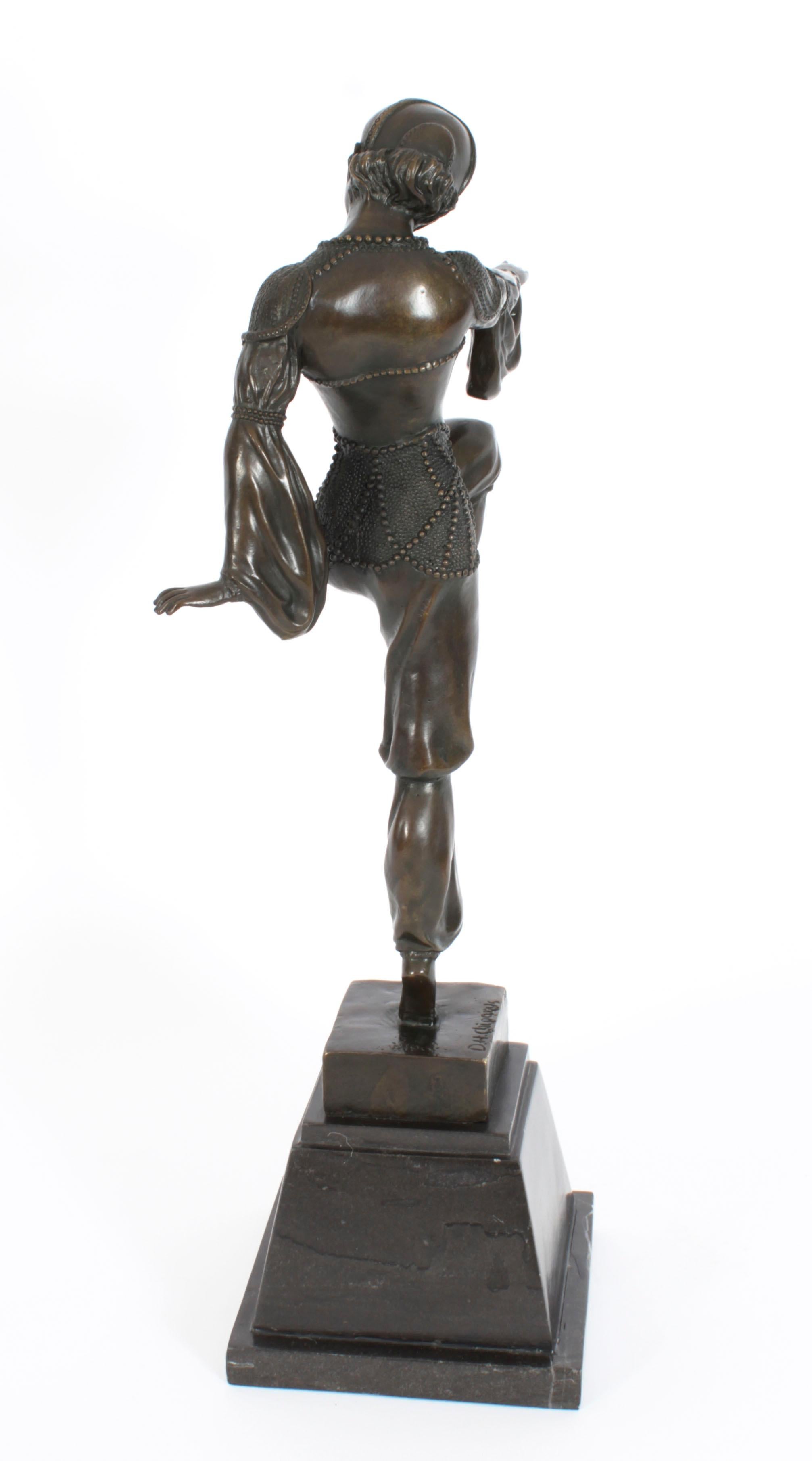Vintage Art Deco Bronze Dancing Girl After Chiparus Mid 20th C For Sale 5