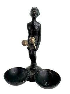 Vintage Art Deco Bronze Figurine, Franz Hagenauer African Woman Austria, 1950s