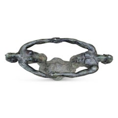 Vintage Art of Vintage Bronze Maude Sherwood Jewett Attributed Signed Base & Glass Top