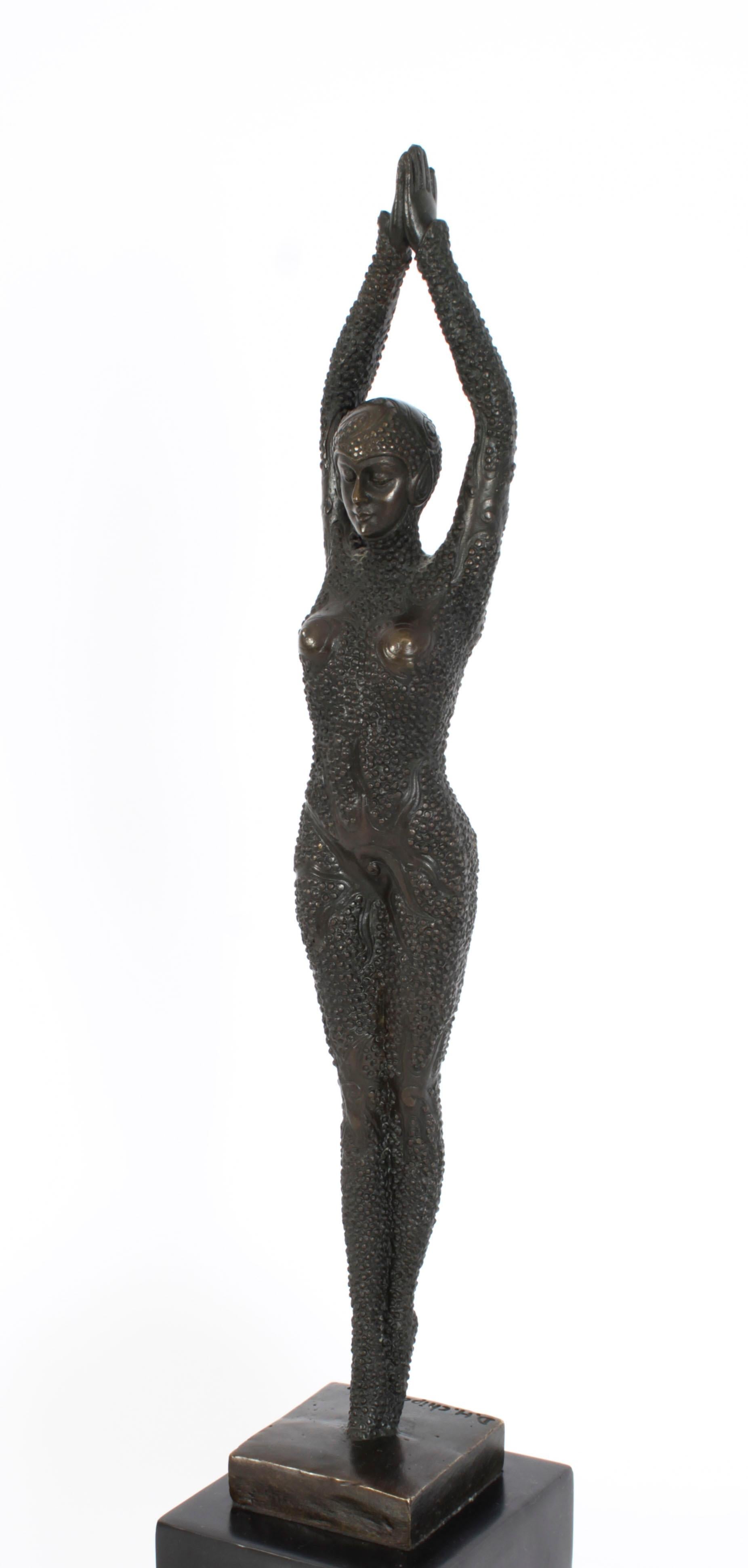 Vintage Art Deco Bronze Oriental Dancer After Chiparus 20th C 2