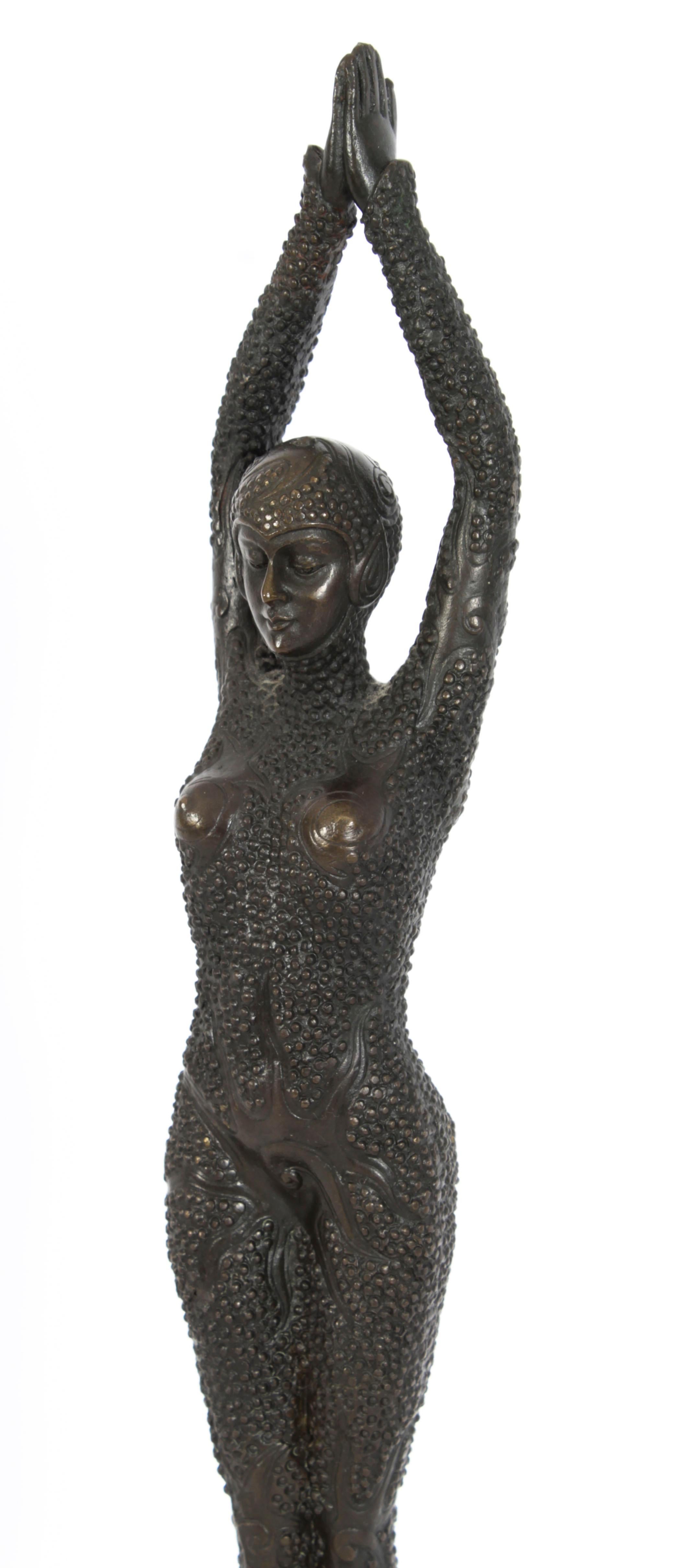 Vintage Art Deco Bronze Oriental Dancer After Chiparus 20th C 3